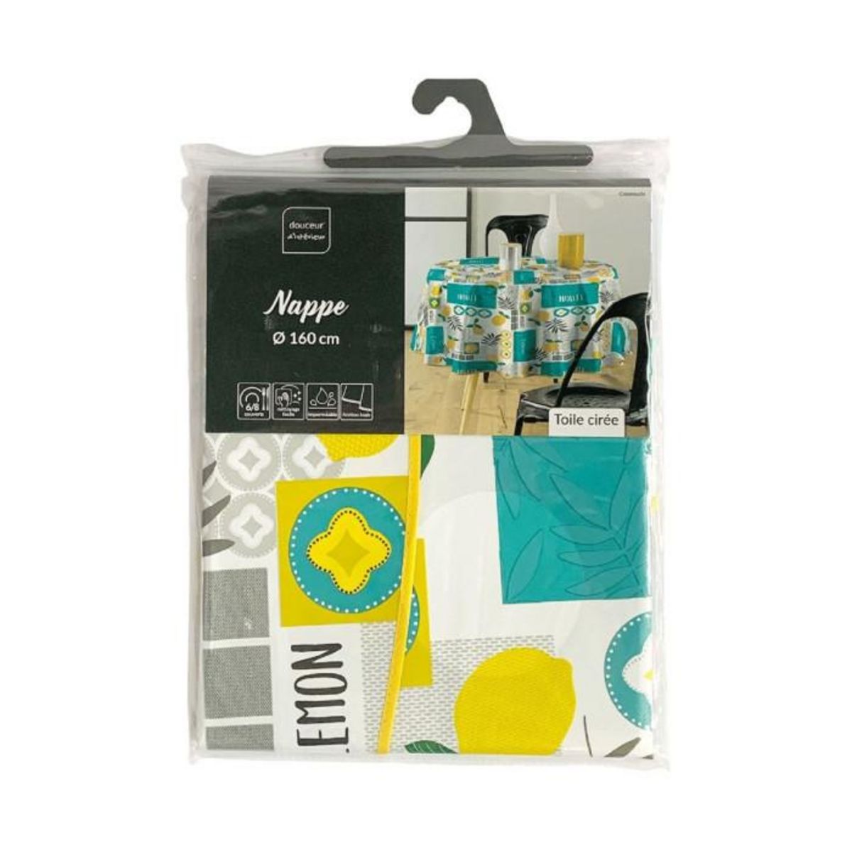 Paris Prix Nappe Toile Cirée Ronde  Citronnade  160cm Jaune