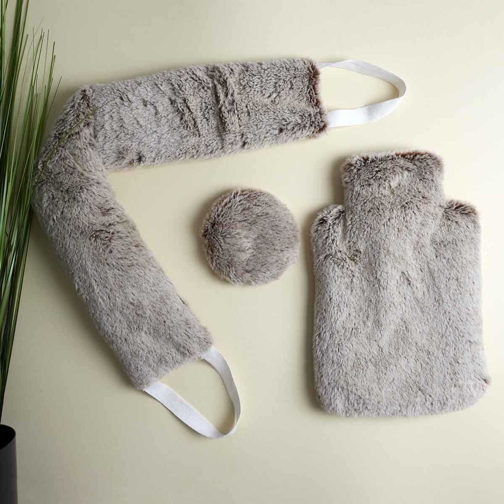 Voir la diapositive 3 : SENSLY Bouillotte déhoussable  micro-ondable  30cm taupe