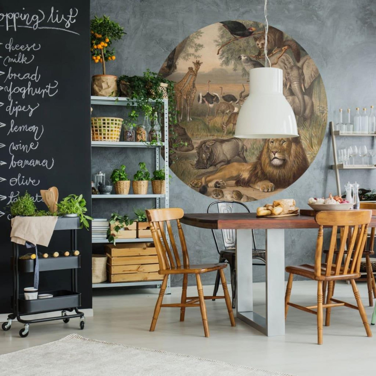 WallArt WallArt Papier peint cercle Animals of Africa 190 cm