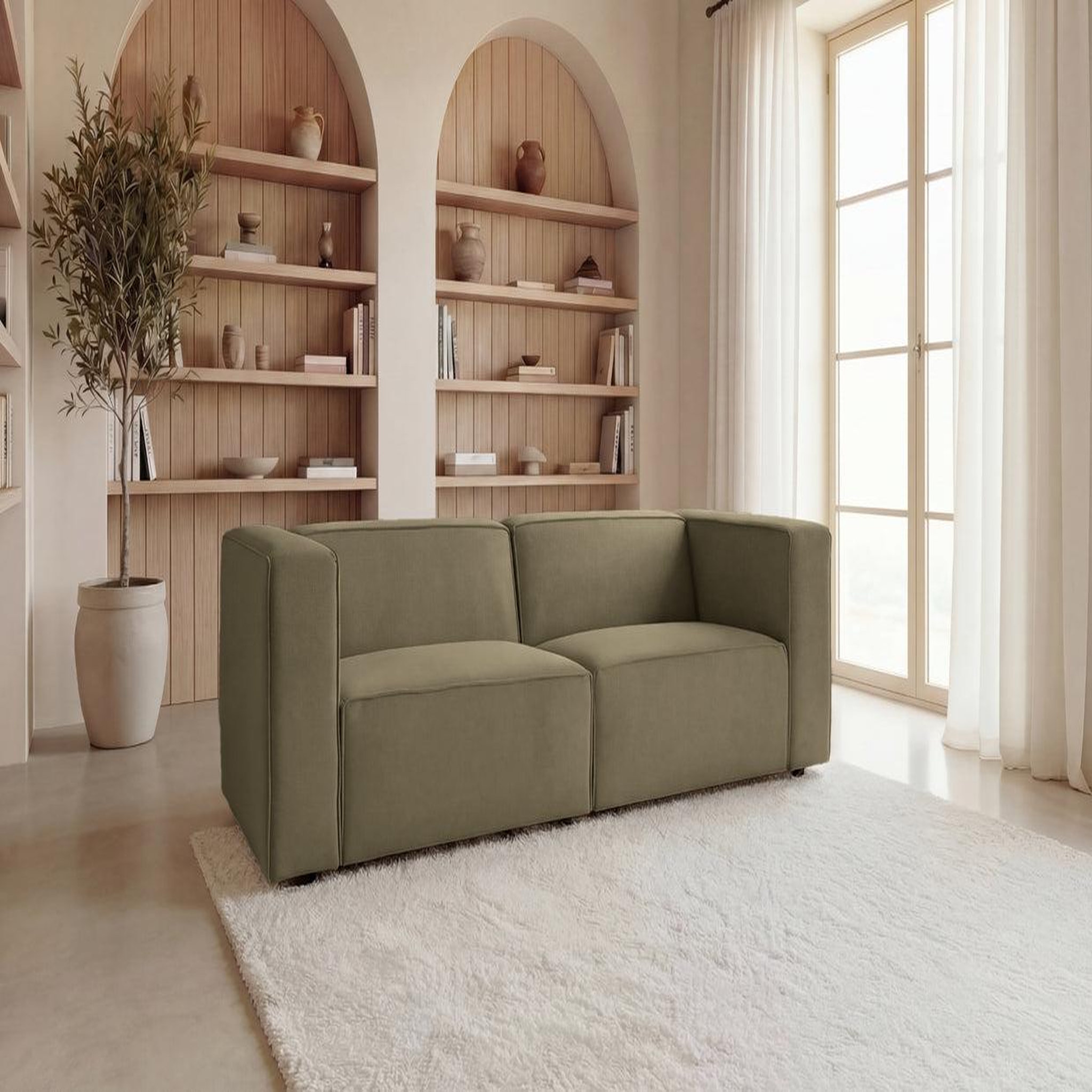 Voir la diapositive 2 : CASANOVA PARIS Basil - canapé droit tissu lisse 3 places