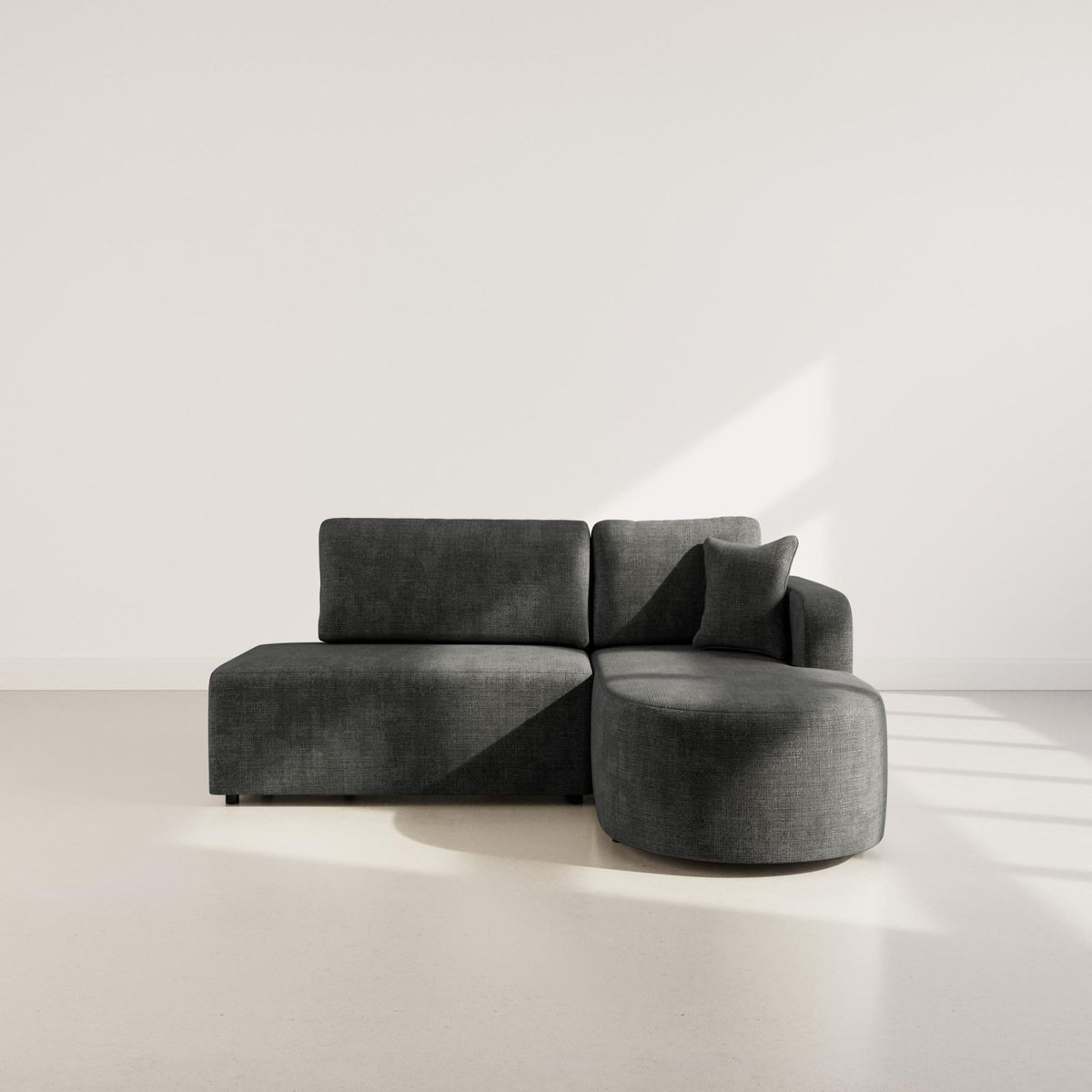 BEST MOBILIER Miro - canapé d'angle droit 4 places convertible avec coffre en velours texturé