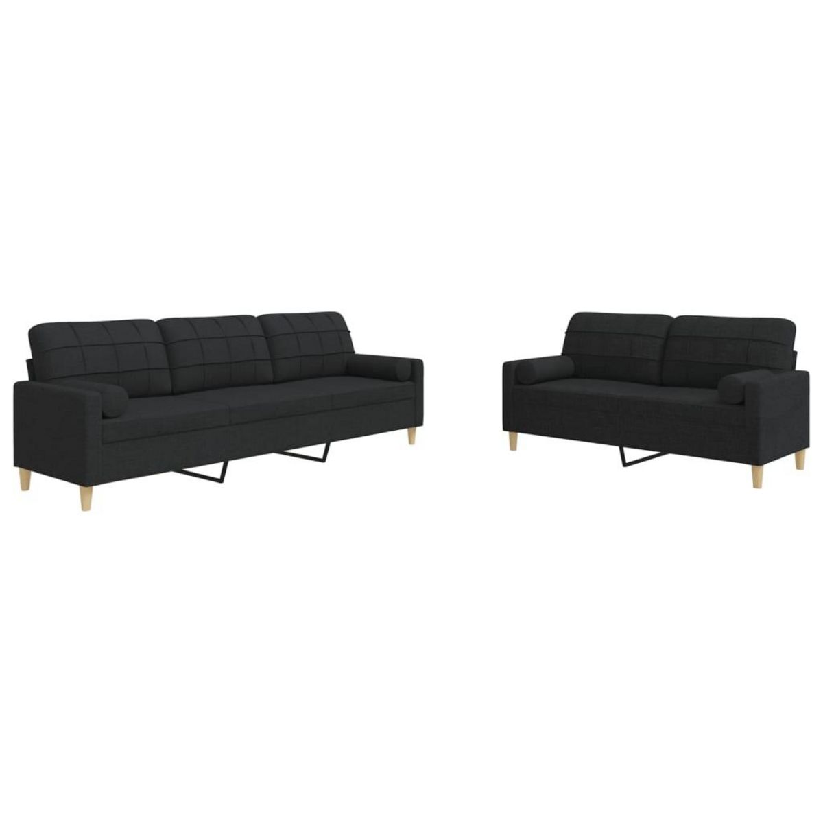 VIDAXL Ensemble de canapes 2 pcs avec coussins decoratifs noir tissu