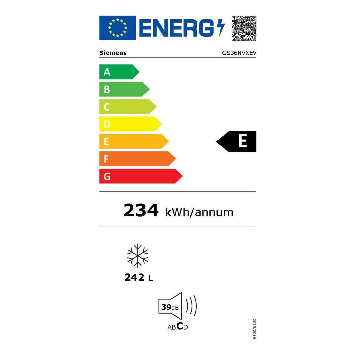 Siemens Congélateur armoire GS36NVXEV iQ300, Big Box, varioZone