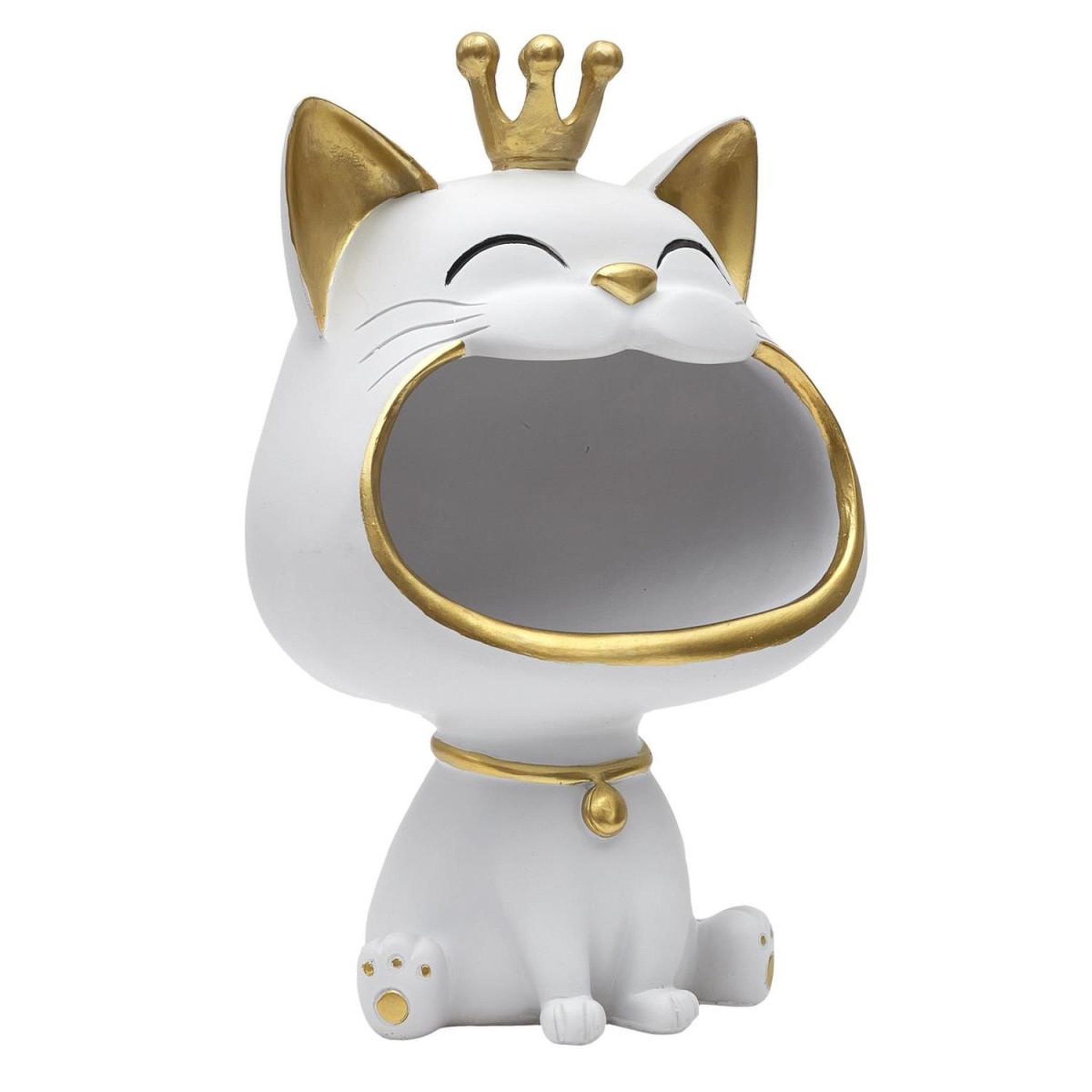 The Home Deco Factory Vide-poche statue  chat  25cm blanc
