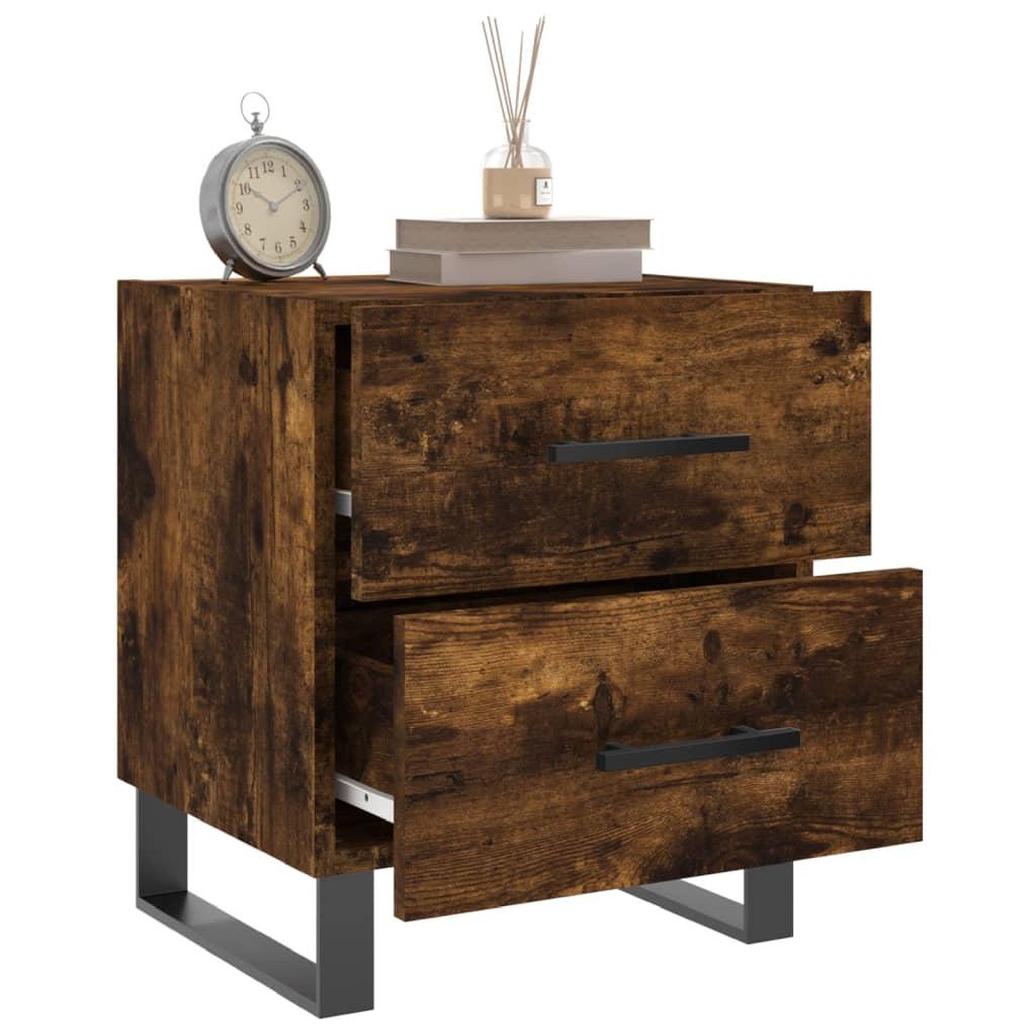 Voir la diapositive 4 : VIDAXL Tables de chevet 2pcs chene fume 40x35x47,5cm bois d'ingenierie