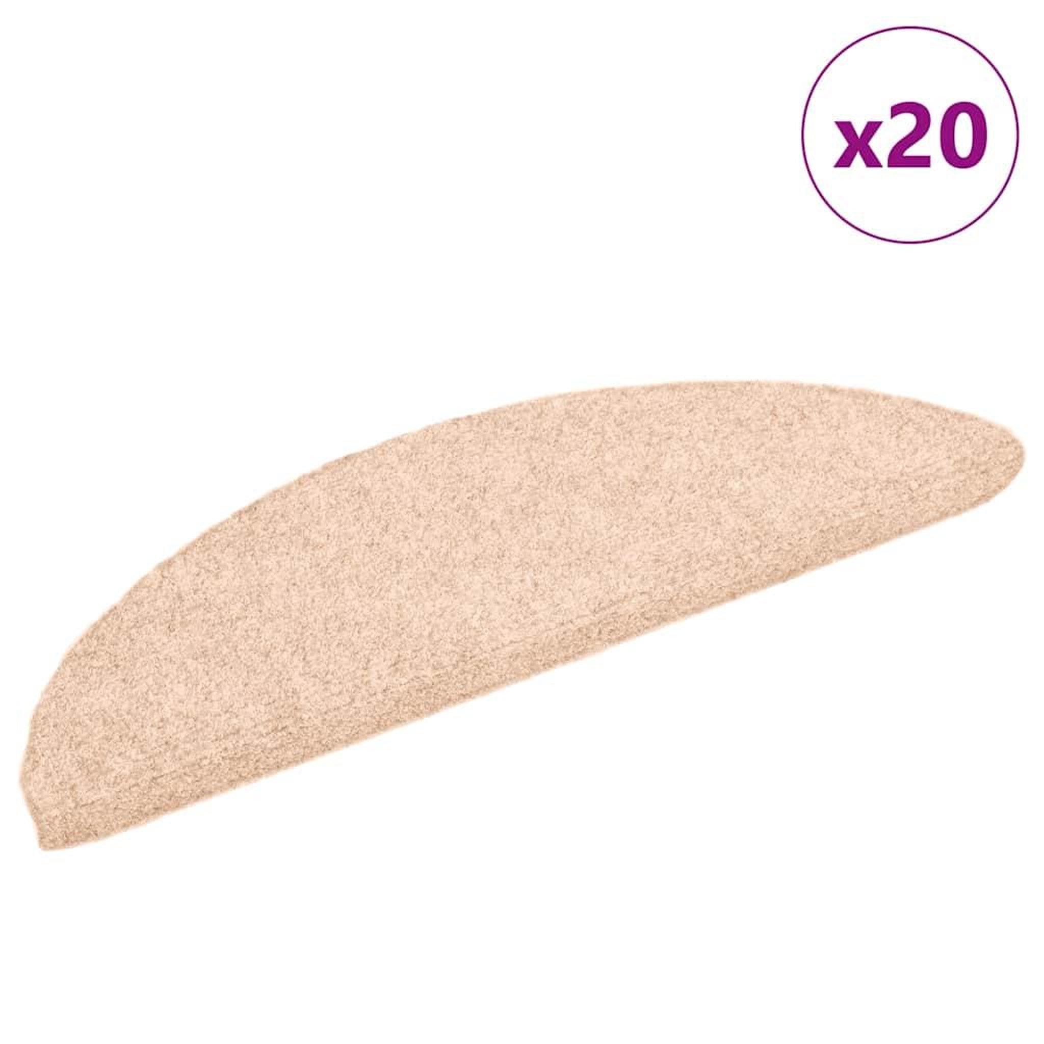 VIDAXL Tapis d'escalier autocollant 20 pcs creme 56x17x3 cm