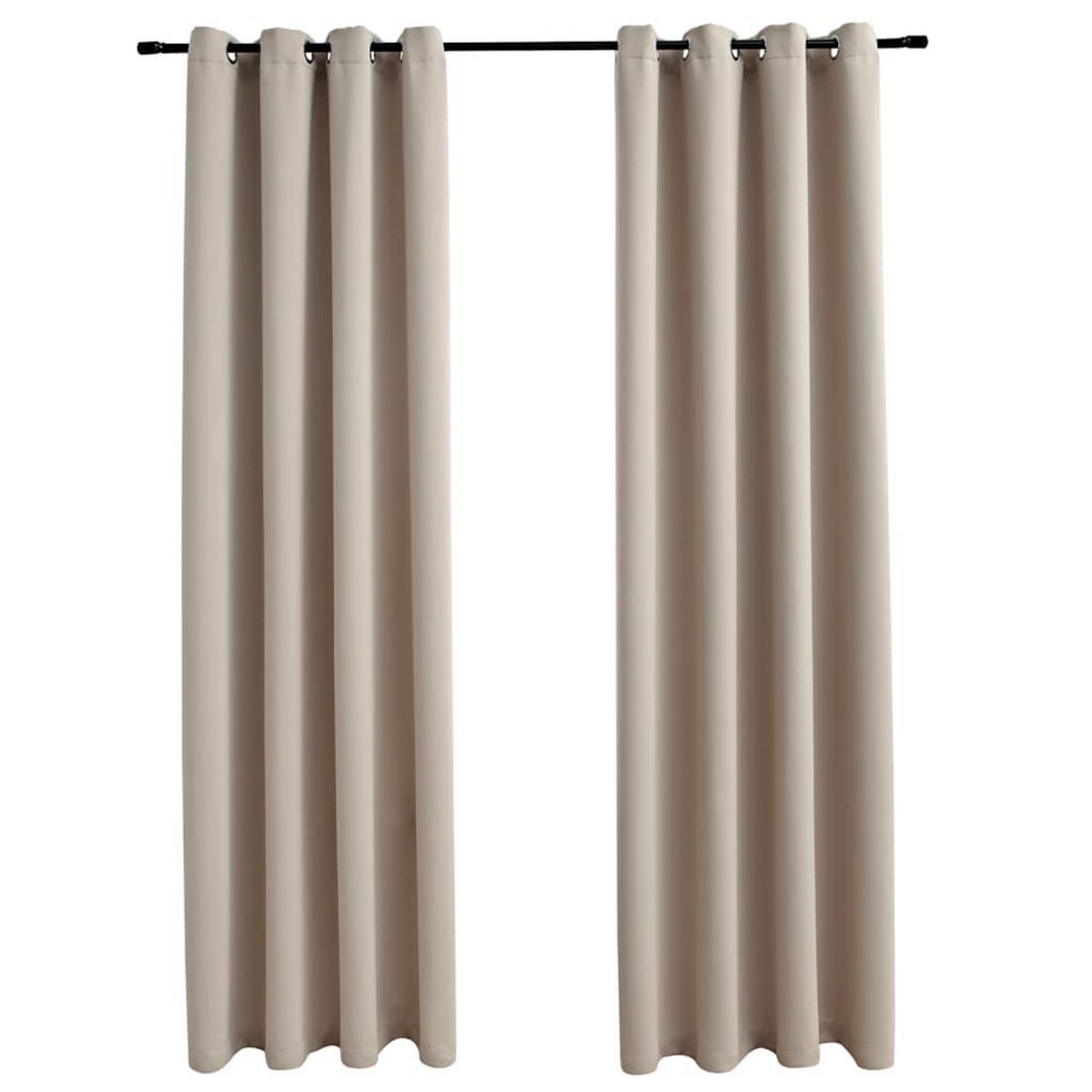 VIDAXL Rideaux occultants avec anneaux en metal 2 pcs Beige 140x245 cm