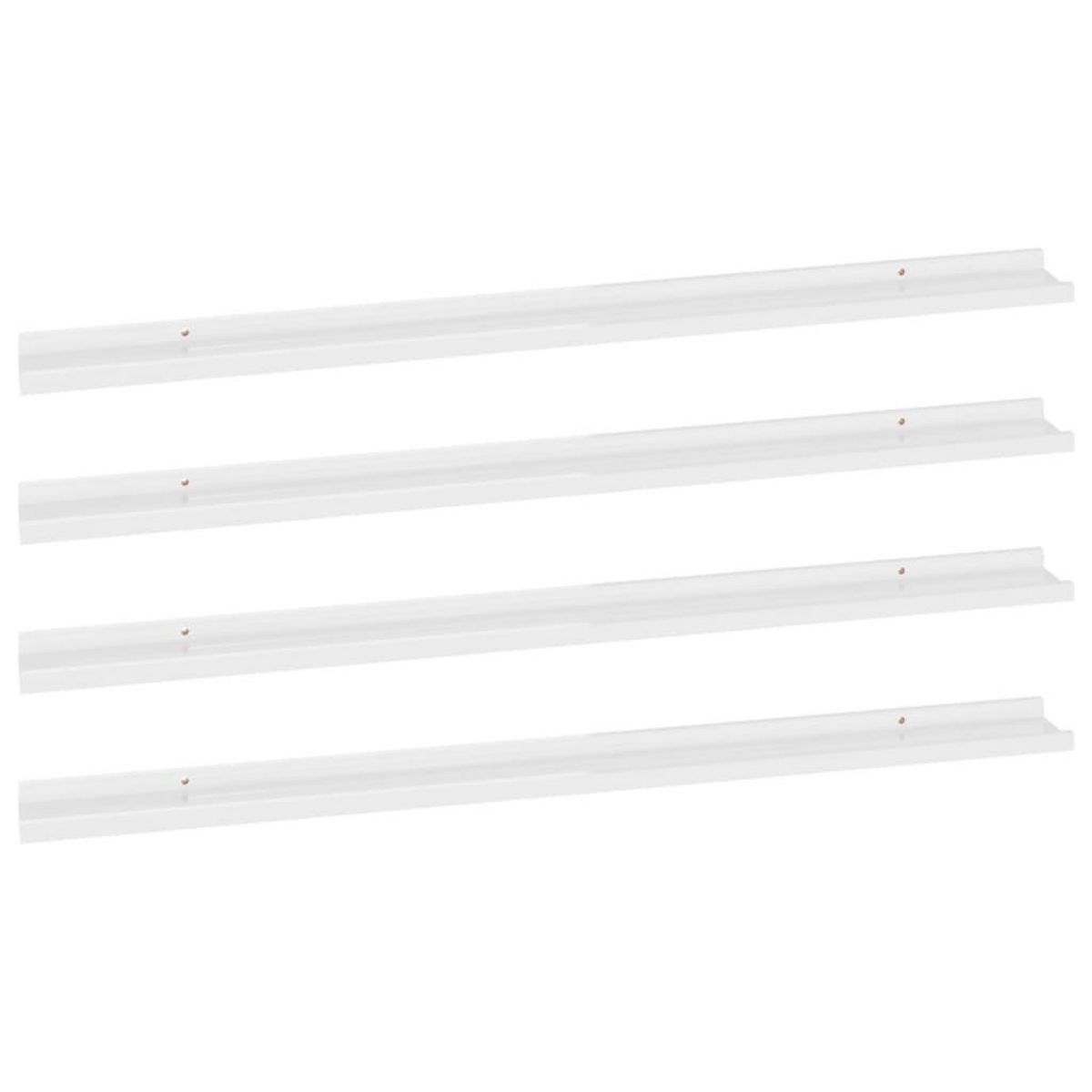 VIDAXL Etageres murales 4 pcs Blanc brillant 115x9x3 cm
