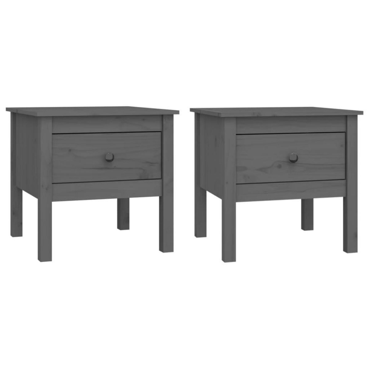 VIDAXL Tables d'appoint 2 pcs Gris 50x50x49 cm Bois massif de pin