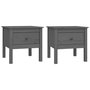 Voir la diapositive 2 : VIDAXL Tables d'appoint 2 pcs Gris 50x50x49 cm Bois massif de pin