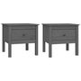 Voir la diapositive 2 : VIDAXL Tables d'appoint 2 pcs Gris 50x50x49 cm Bois massif de pin