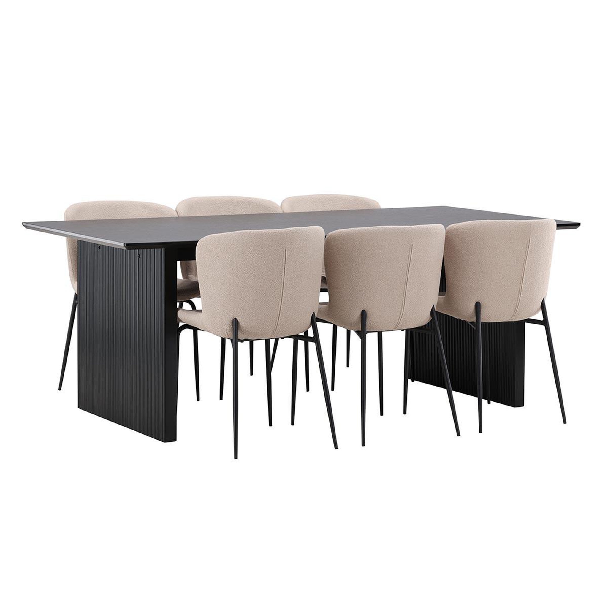 Paris Prix Ensemble table à manger & 6 chaises  vail & modesto  200cm noir & beige