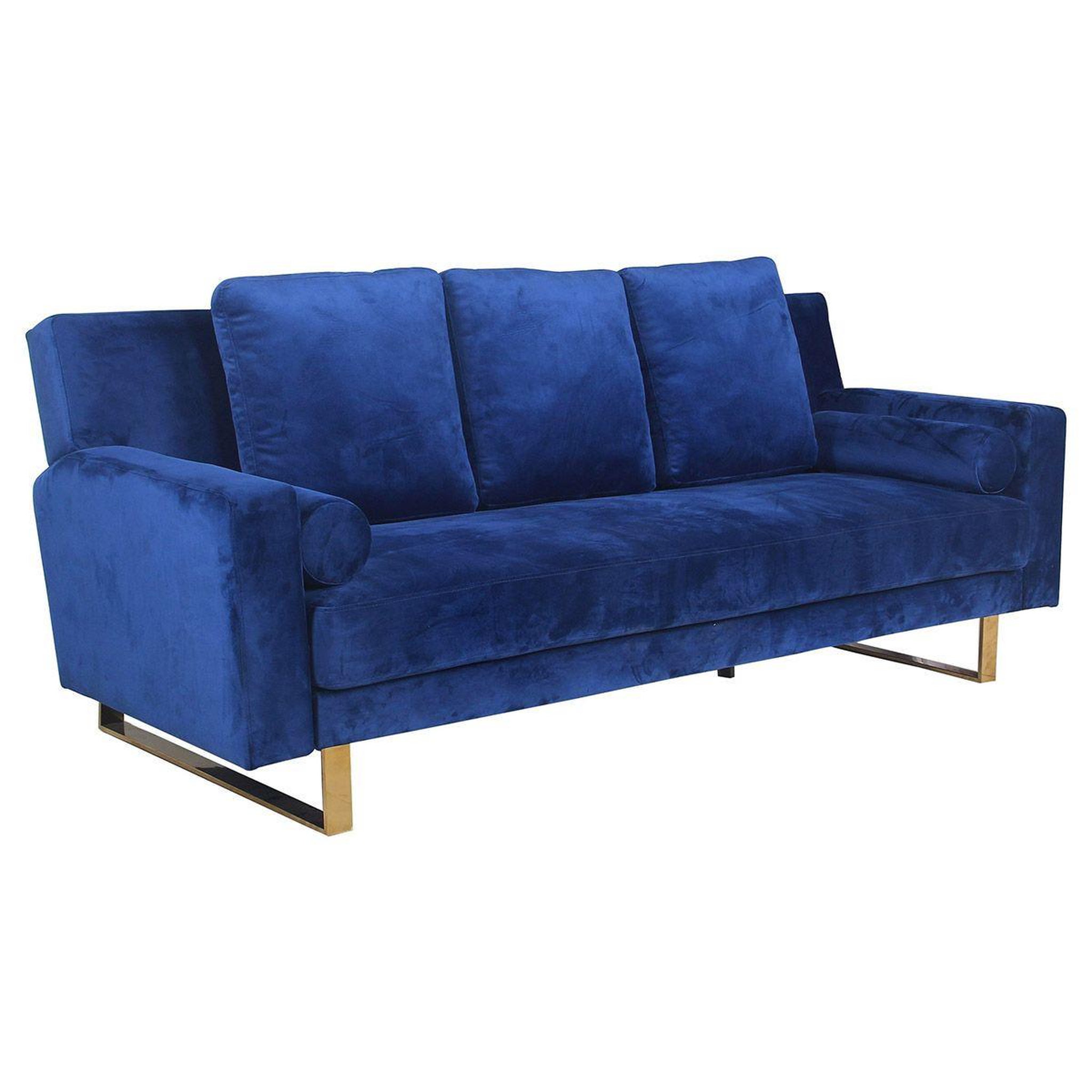 Voir la diapositive 1 : Paris Prix Canapé Convertible Velours  Albine  210cm Bleu