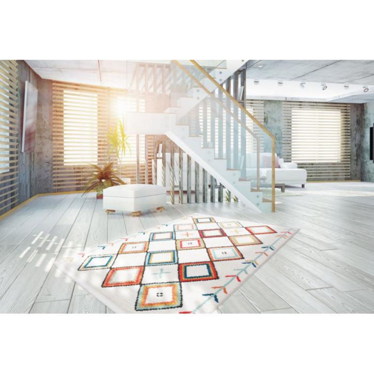 Paris Prix Tapis Ethnique à Franges  Agadir  Multicolore