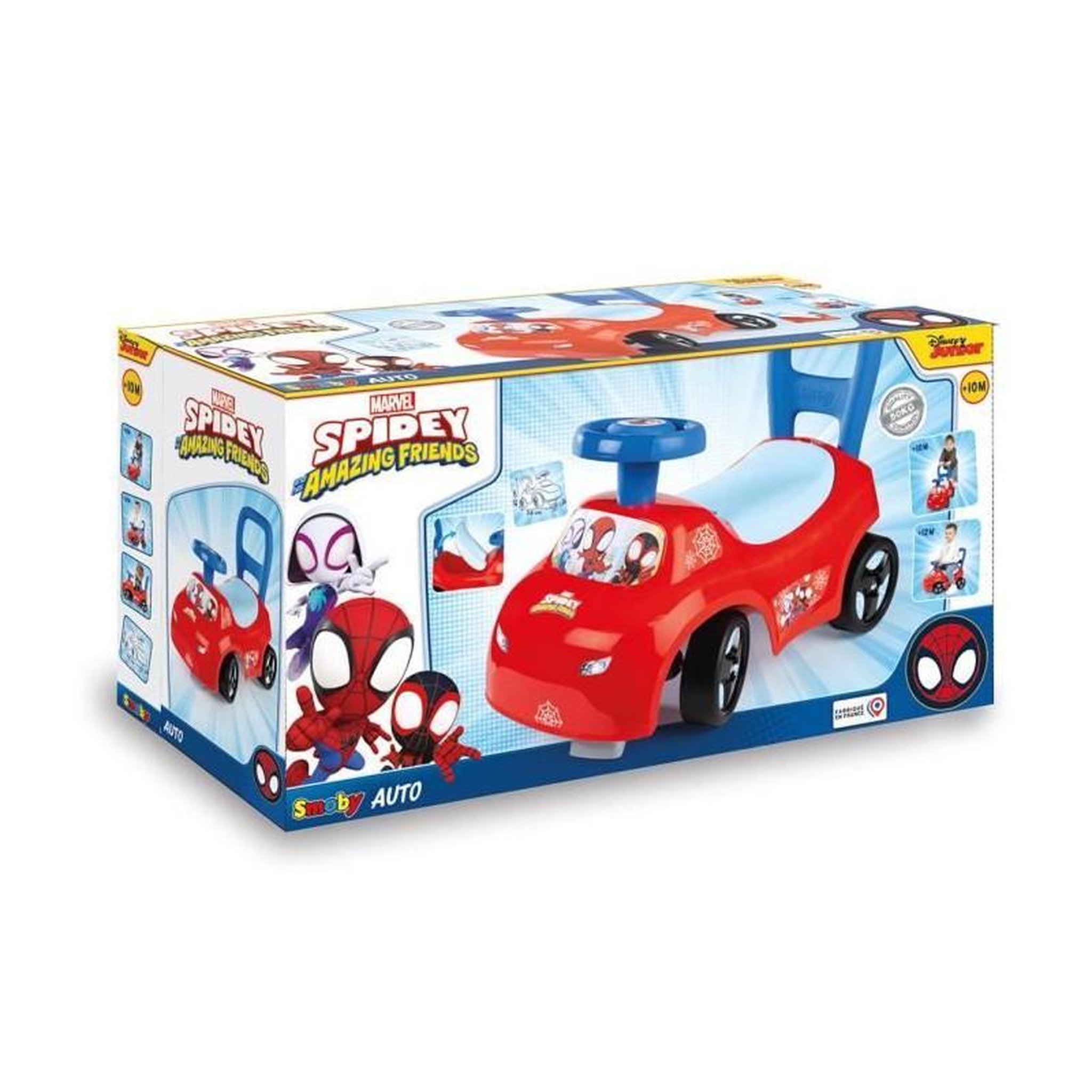 Voir la diapositive 6 : SMOBY Smoby - Porteur auto enfant 2 en 1 - Spidey - Coffre sous la selle + klaxon - Des 10 mois - Fabrication française