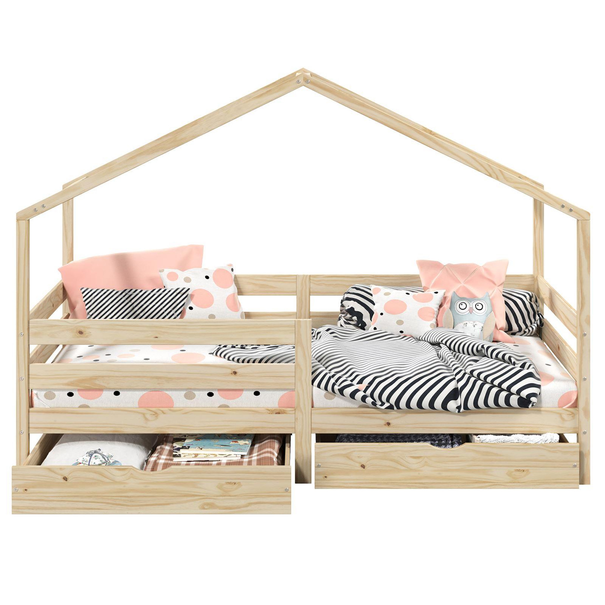 Voir la diapositive 3 : IDIMEX Lit cabane ENA avec tiroirs, 90 x 200 cm en pin massif