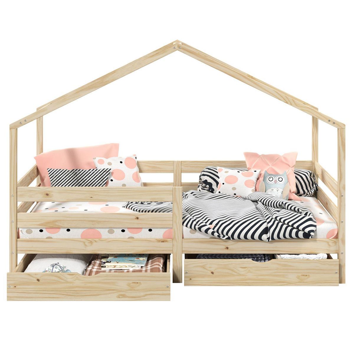 IDIMEX Lit cabane ENA avec tiroirs, 90 x 200 cm en pin massif