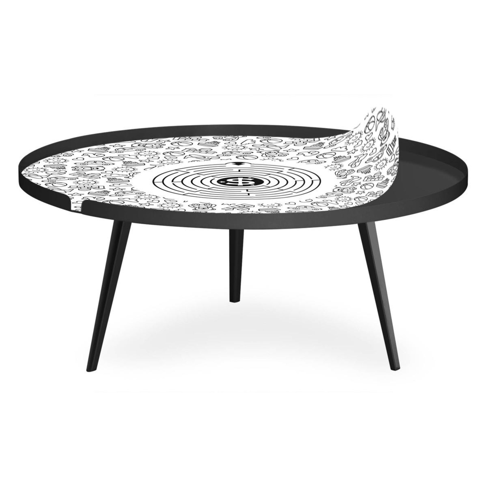 Voir la diapositive 3 : Paris Prix Table basse à rebord 2 covers  kid  90cm noir