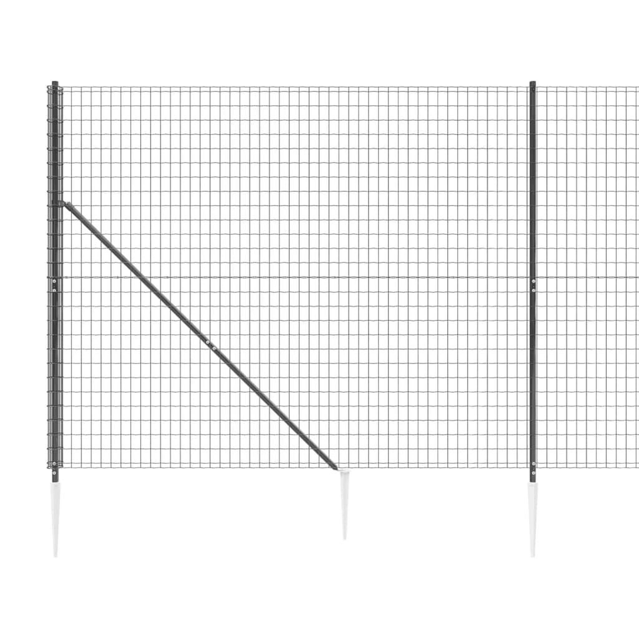 Voir la diapositive 4 : VIDAXL Cloture en treillis metallique et ancrage anthracite 2x25 m