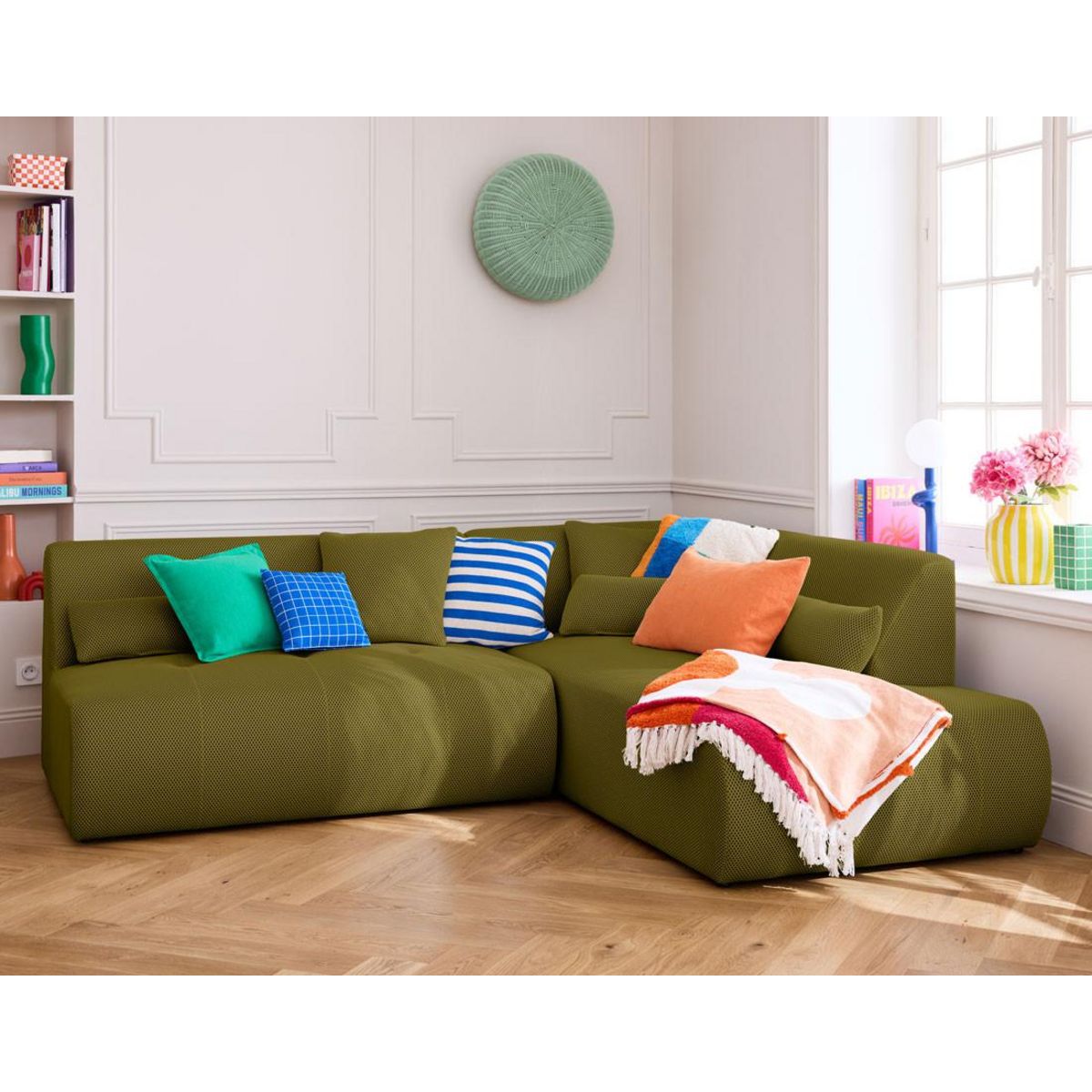 LISA DESIGN Onyx - canapé modulable d'angle droit 5 places - en tissu mailles 3d