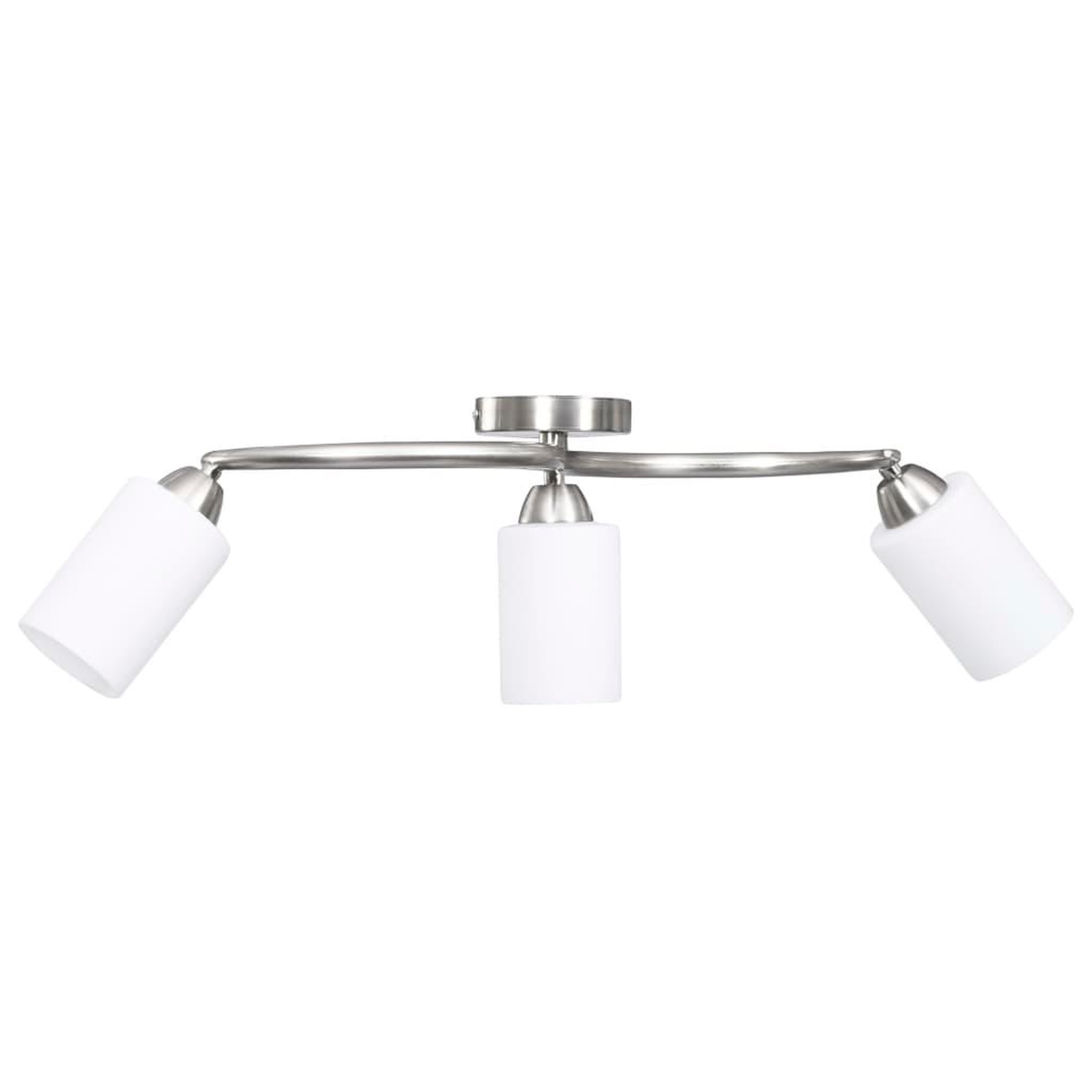 Voir la diapositive 2 : VIDAXL Plafonnier avec abat-jour en verre 3 ampoules E14 Blanc  Cone
