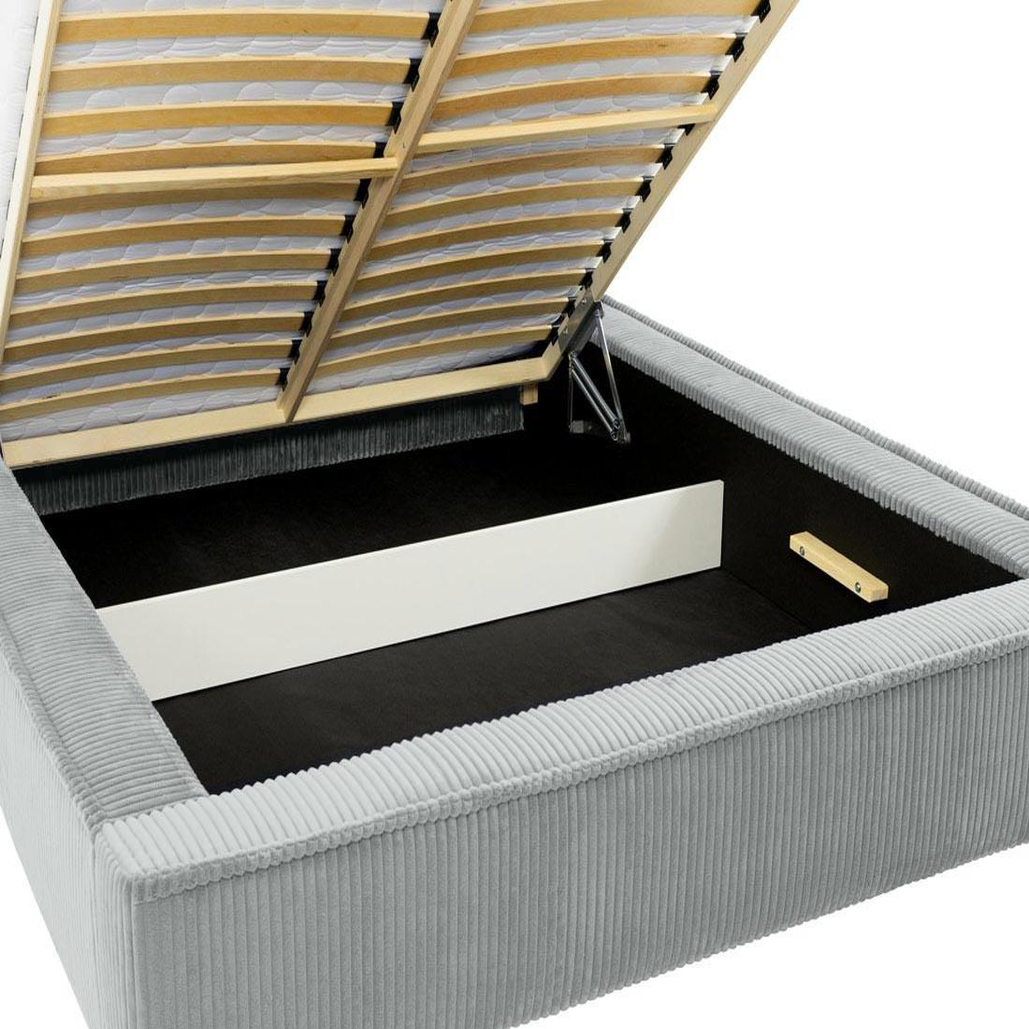 Voir la diapositive 5 : BEST MOBILIER Swan - lit coffre - 180x200 cm - sommier inclus - en velours côtelé grosses côtes
