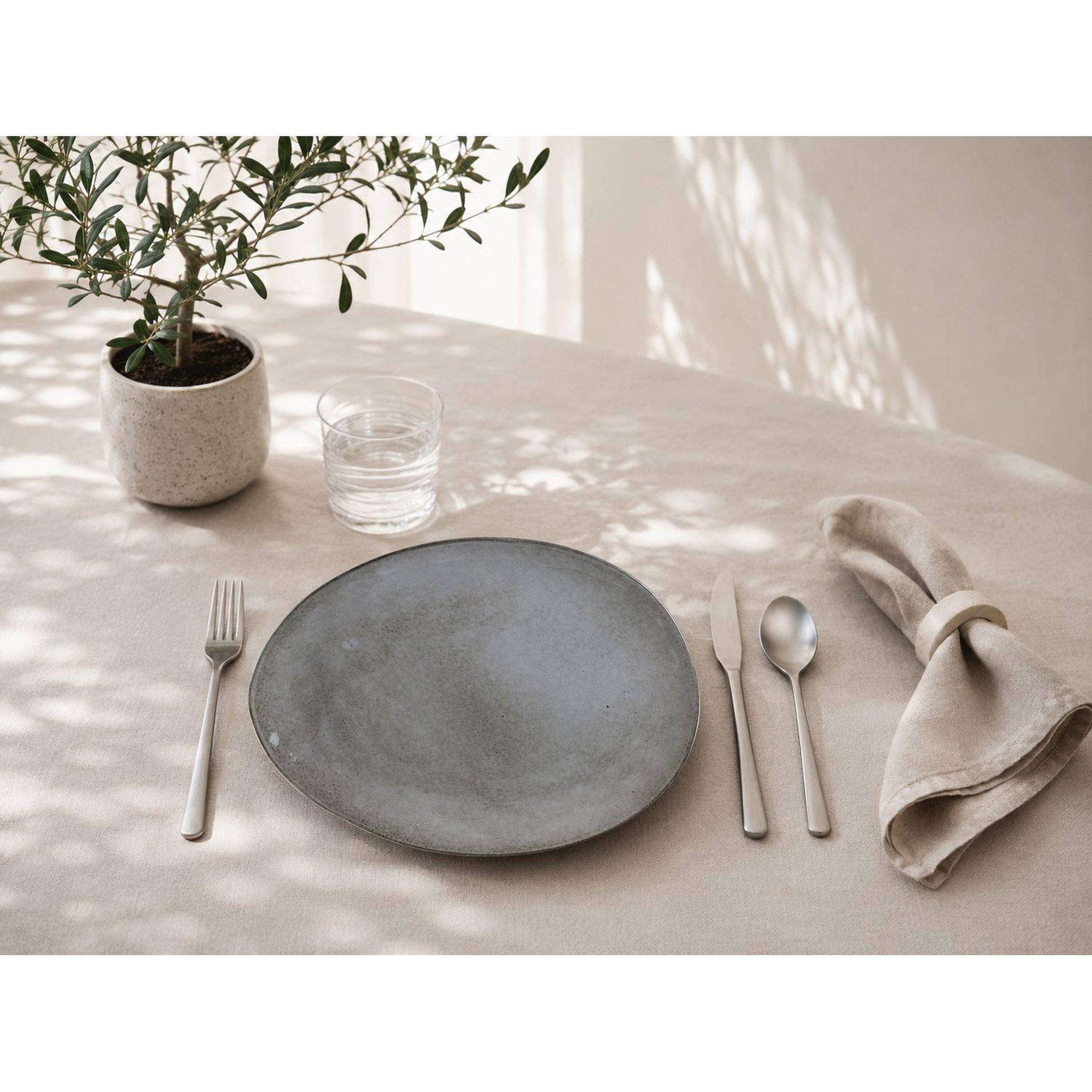 Voir la diapositive 2 : TOILINUX Lot de 2 assiettes plates en céramique au gré du temps - gris
