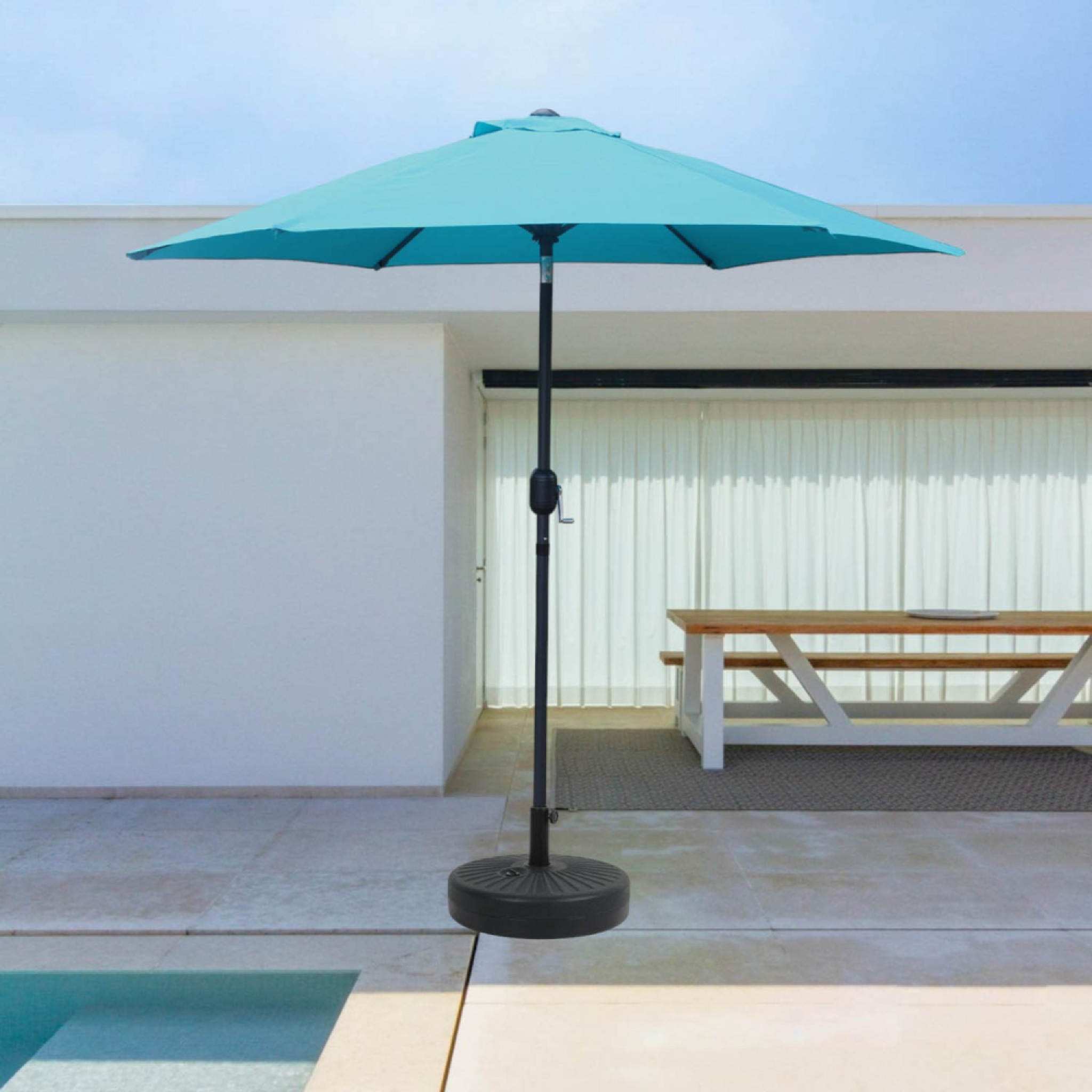 Voir la diapositive 4 : CONCEPT USINE Parasol  bleu  rond 25 x 25 m COME