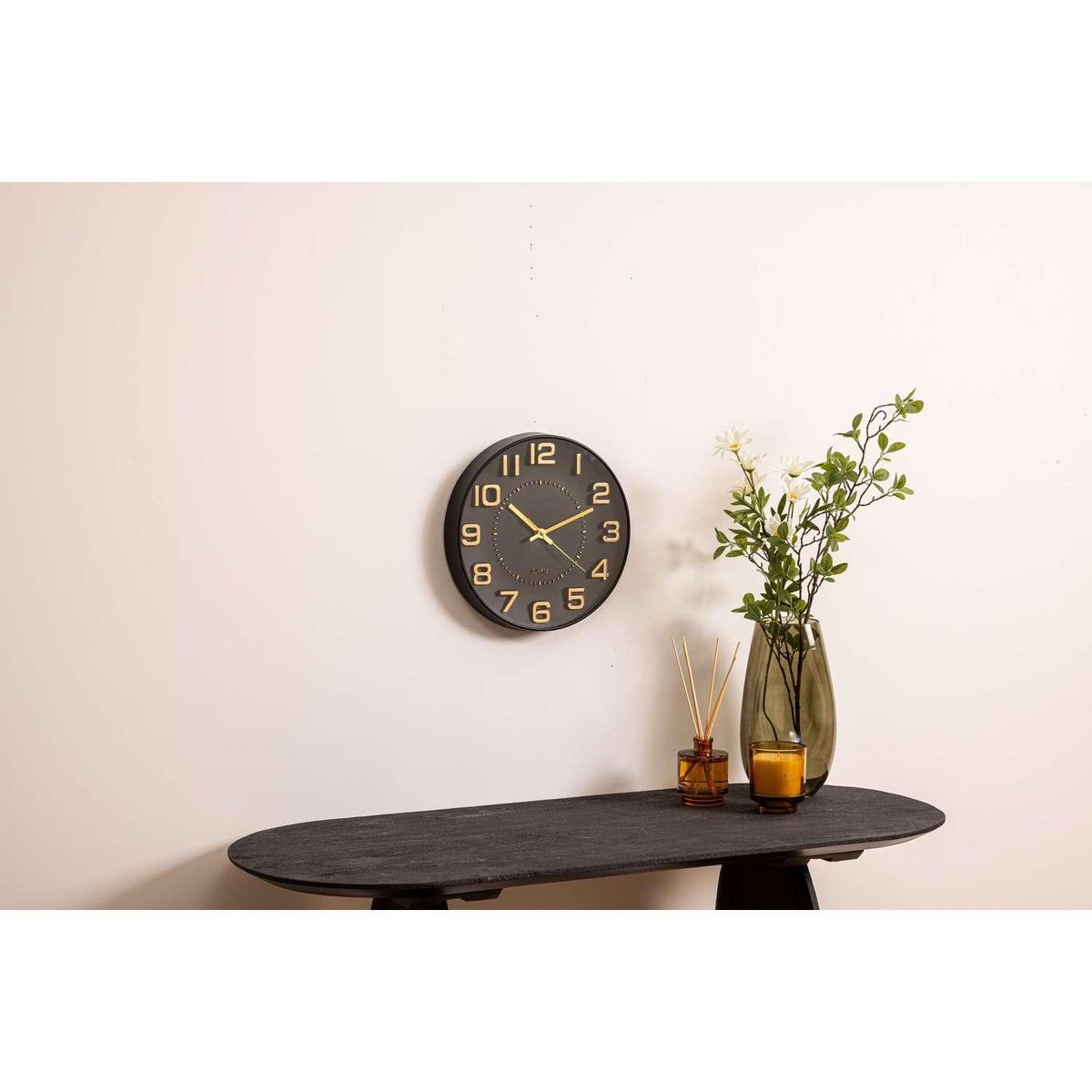 ATMOSPHERA Horloge chiffres 3D - Diam 30 cm - Noir