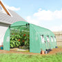 Voir la diapositive 6 : OUTSUNNY Serre tunnel de jardin - 12 m² - bâche PE 140 g/m² - 2 portes et 8 fenêtres - 295x400x200cm - bâche PE 140 g/m² - vert