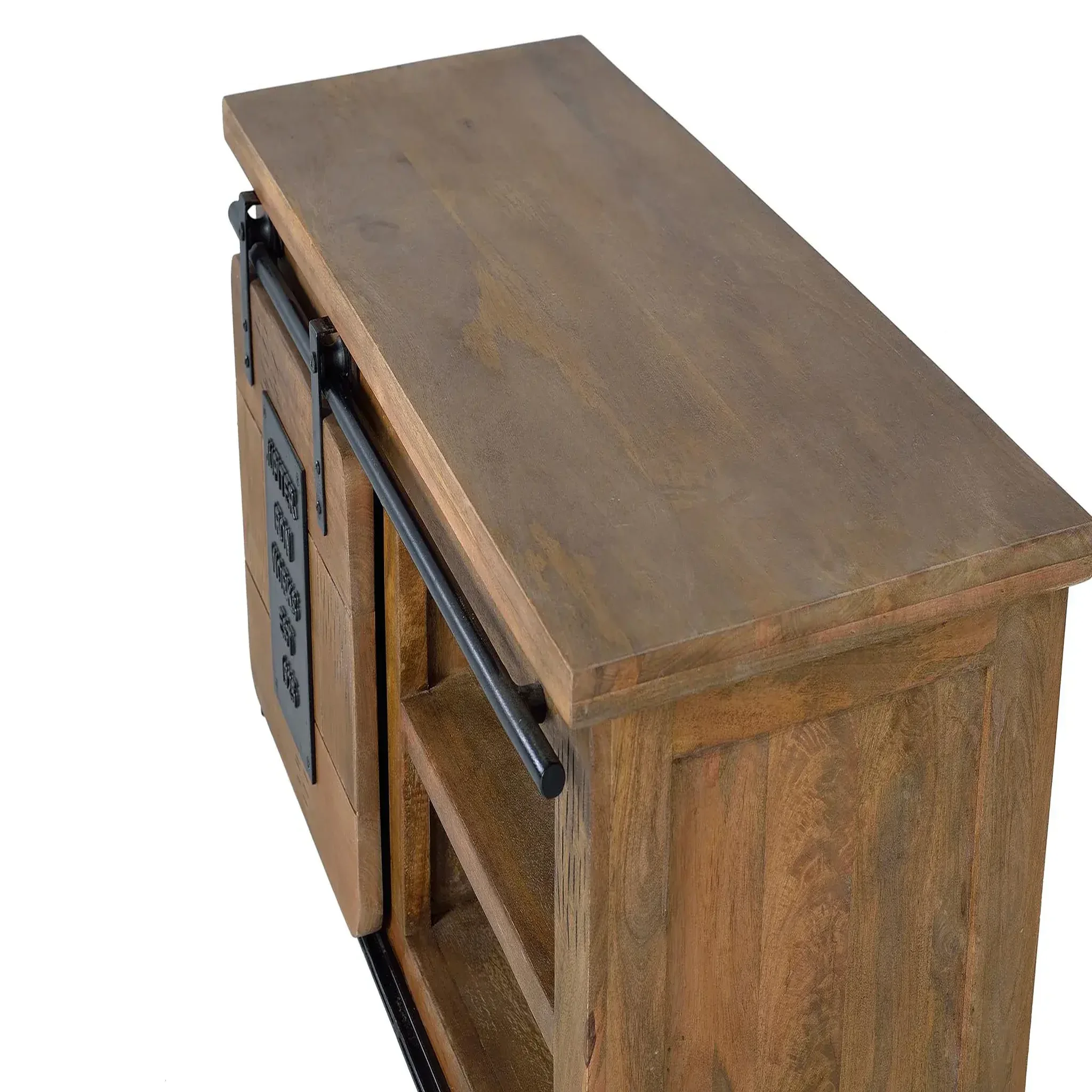 Voir la diapositive 3 : GINER Y COLOMER SL Meuble tv en bois de manguier 90 cm style industriel