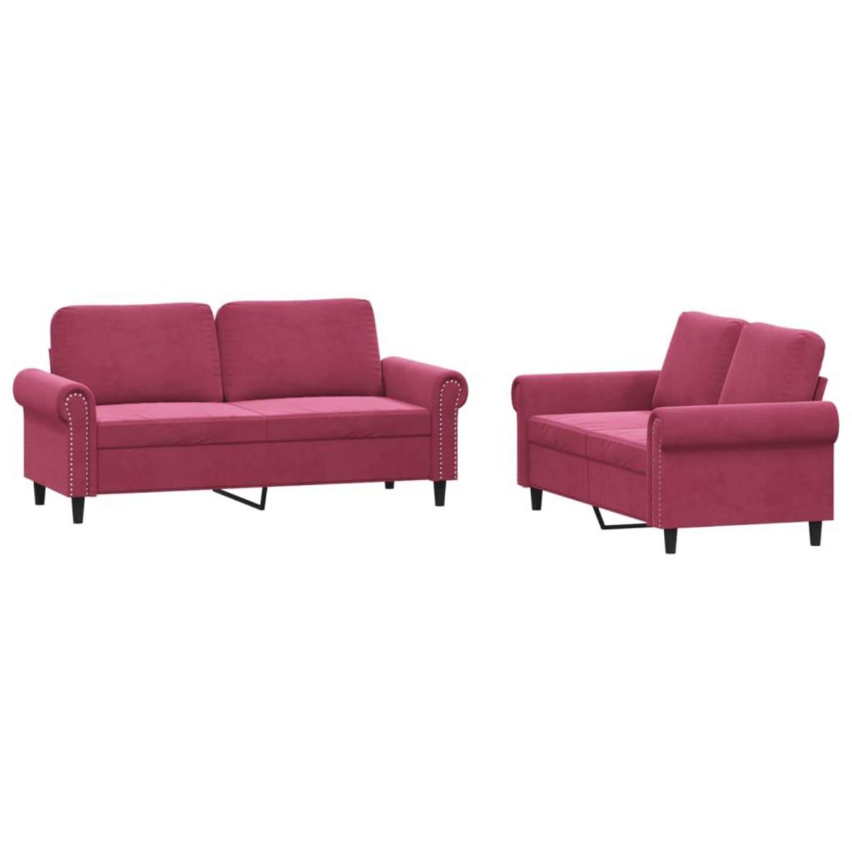 VIDAXL Ensemble de canapes 2 pcs avec coussins Rouge bordeaux Velours
