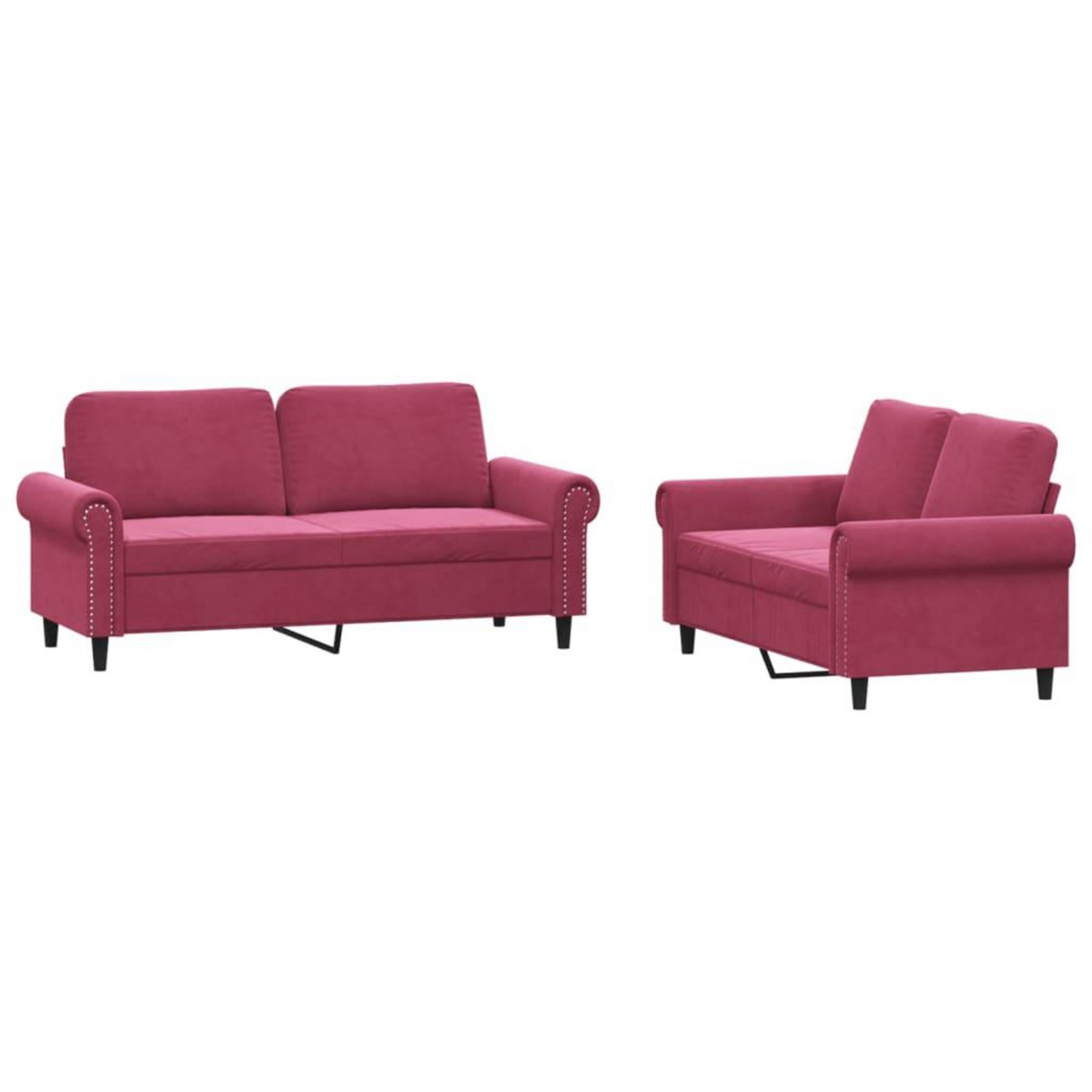 VIDAXL Ensemble de canapes 2 pcs avec coussins Rouge bordeaux Velours