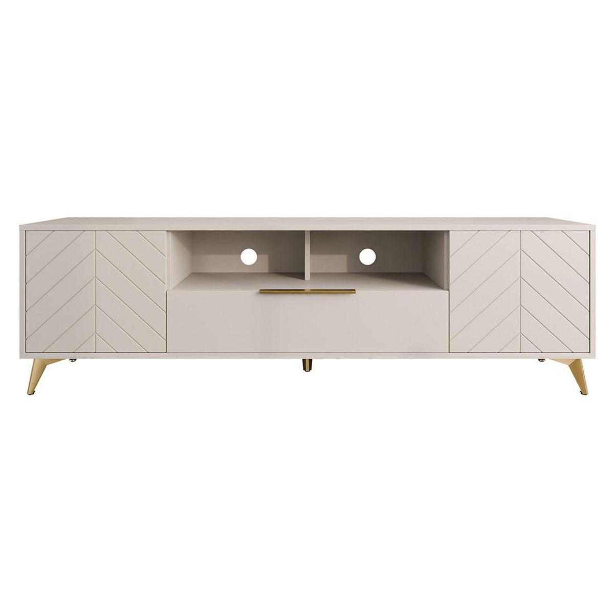BEST MOBILIER Boccioni - meuble tv - beige - 2 portes, 1 tiroir et 1 niche - 200 cm