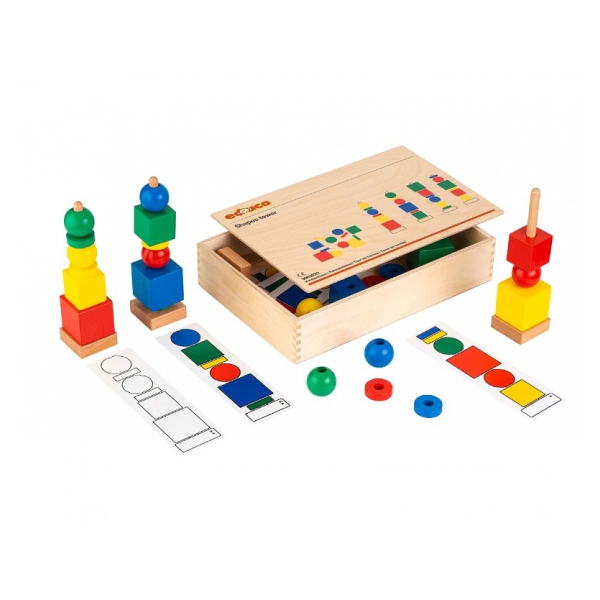EDUCO Jeu de formes et couleurs - construire les tours - jeu Montessori