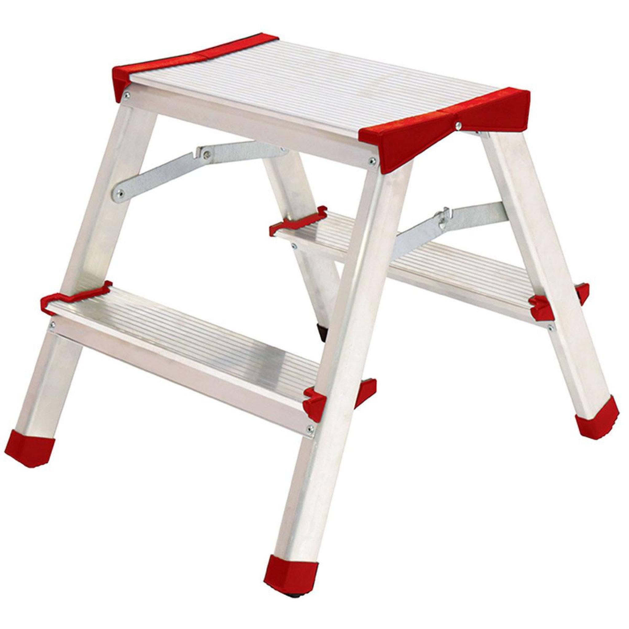 Voir la diapositive 1 : BRIXO Escabeau 2 marches Marche-pied Aluminium Charge 125 kg Pliable Pieds anti-dérapants BRIXO