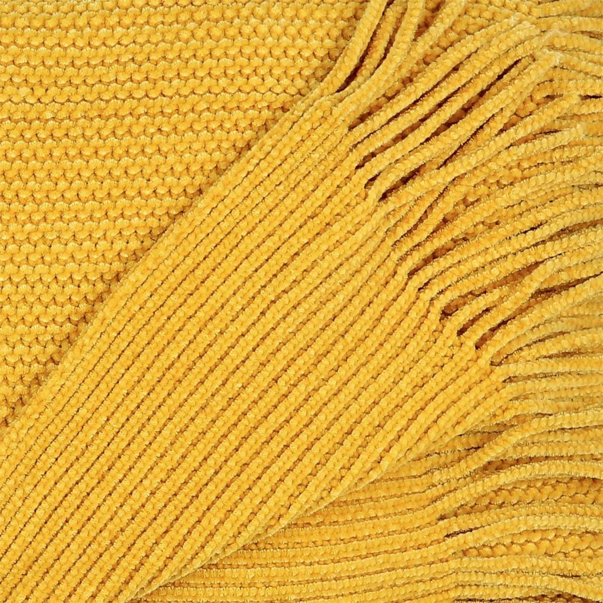 Voir la diapositive 4 : The Home Deco Factory Plaid chenille  franges  120x150cm moutarde