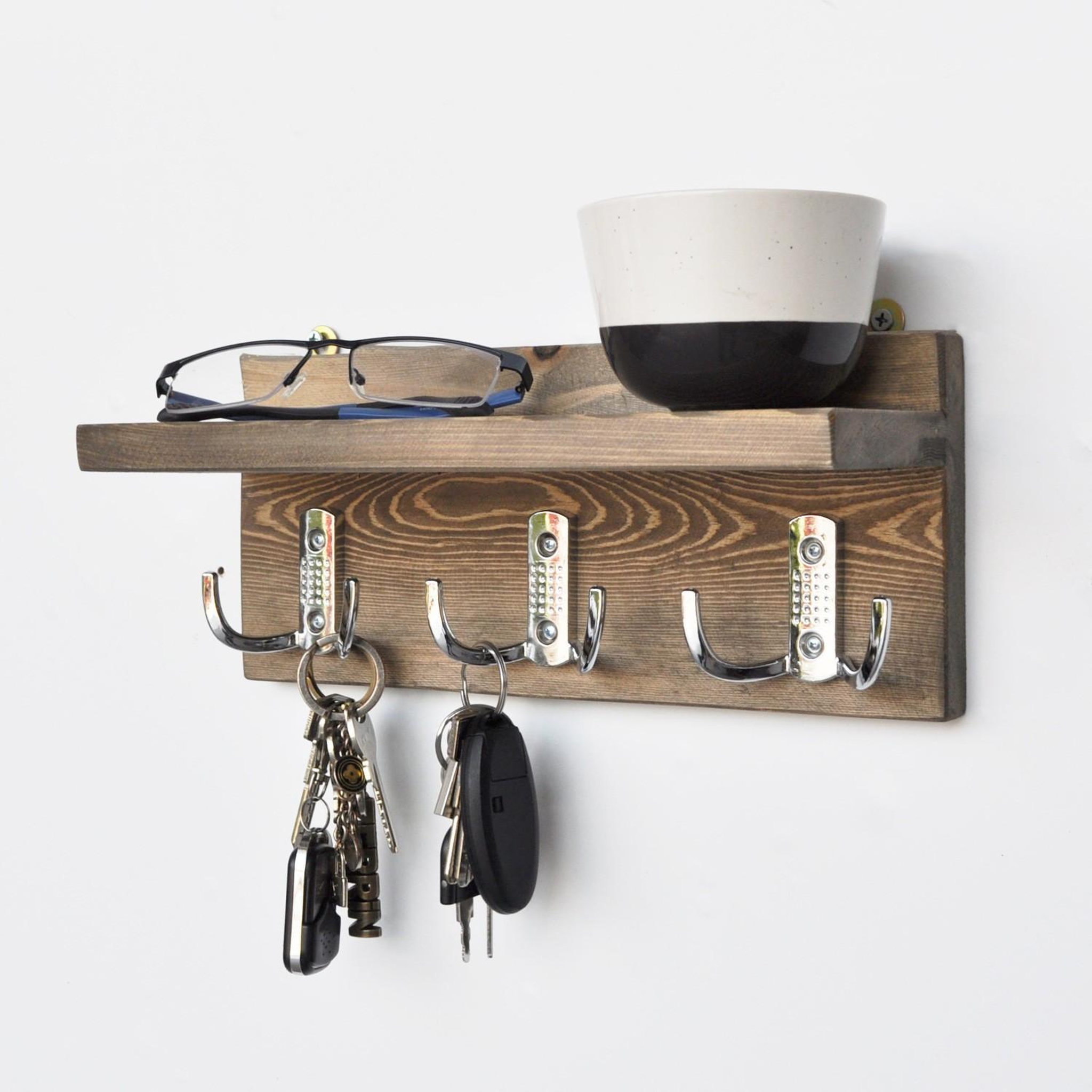 Voir la diapositive 2 : Habitat et Jardin Étagère murale en bois  aa031  - 30 x 11 x 13 cm - noyer