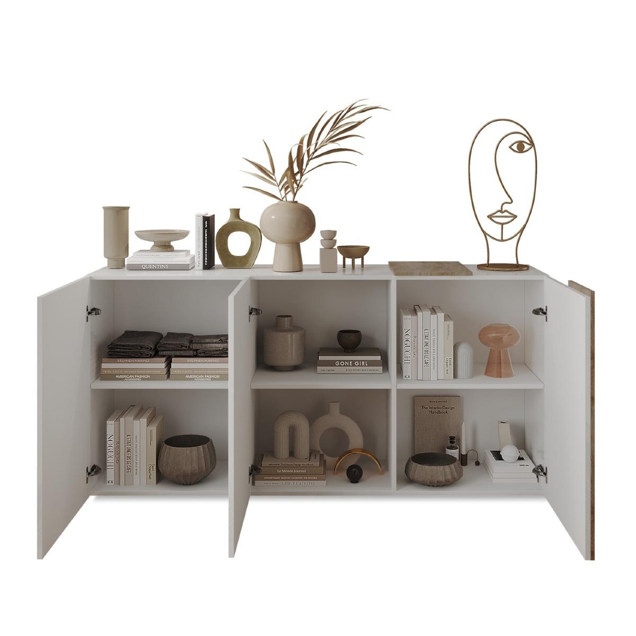 Voir la diapositive 5 : JLC KREATION Buffet bas moderne blanc et bois 3 portes SIA