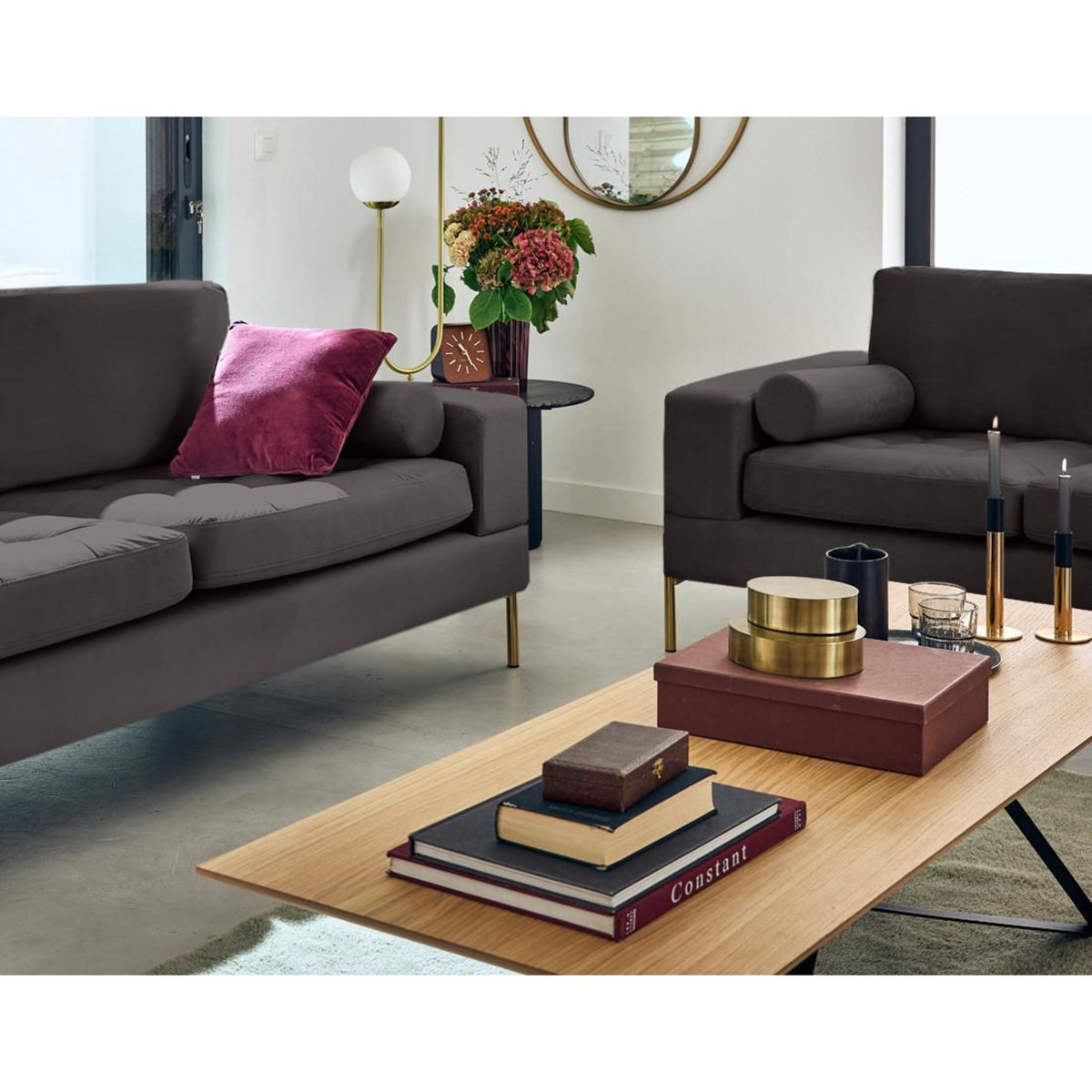 LISA DESIGN Isaure - canapé droit 3 places en velours