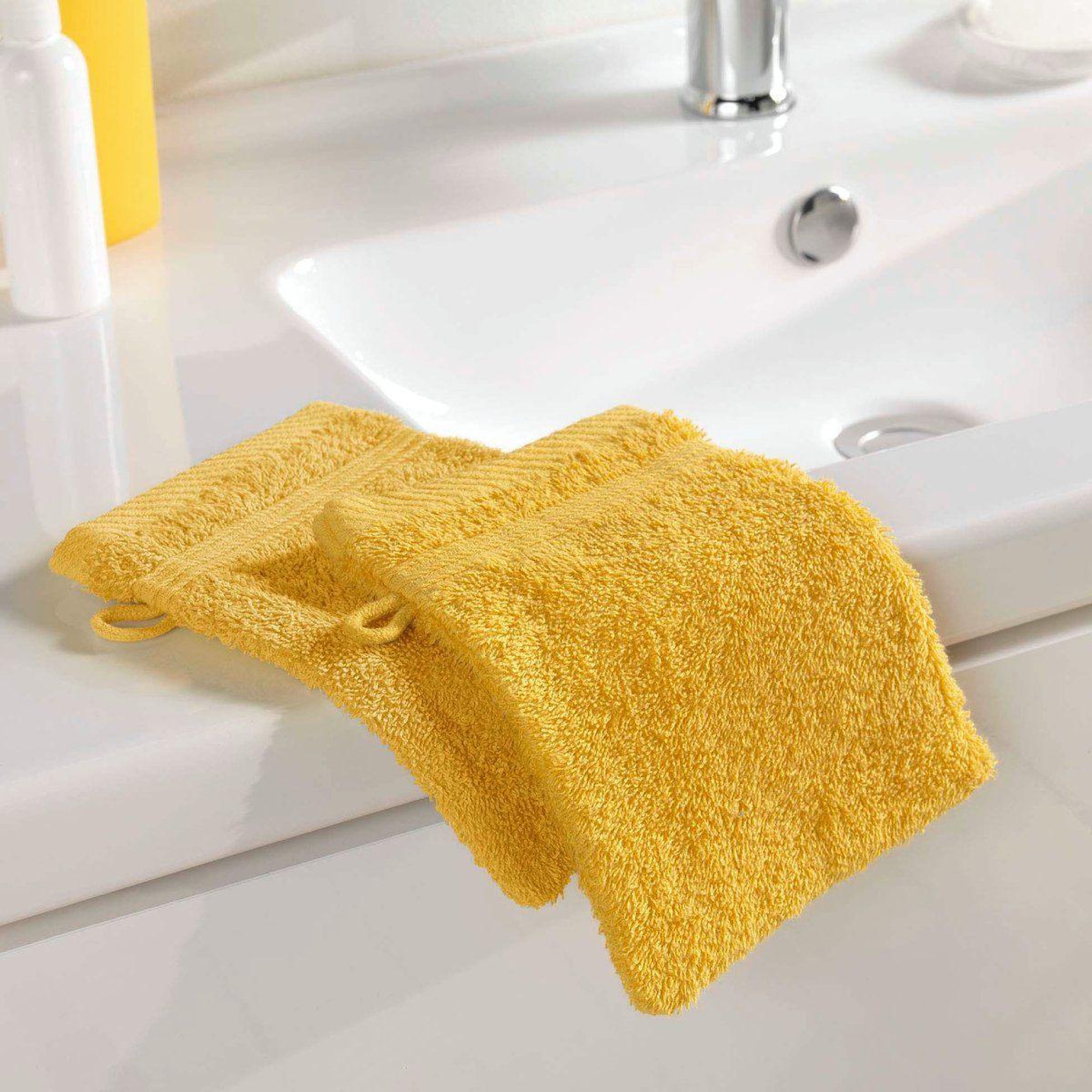 Voir la diapositive 3 : Douceur d'Intérieur Lot de 2 gants de toilette  tendresse  15x21cm mimosa