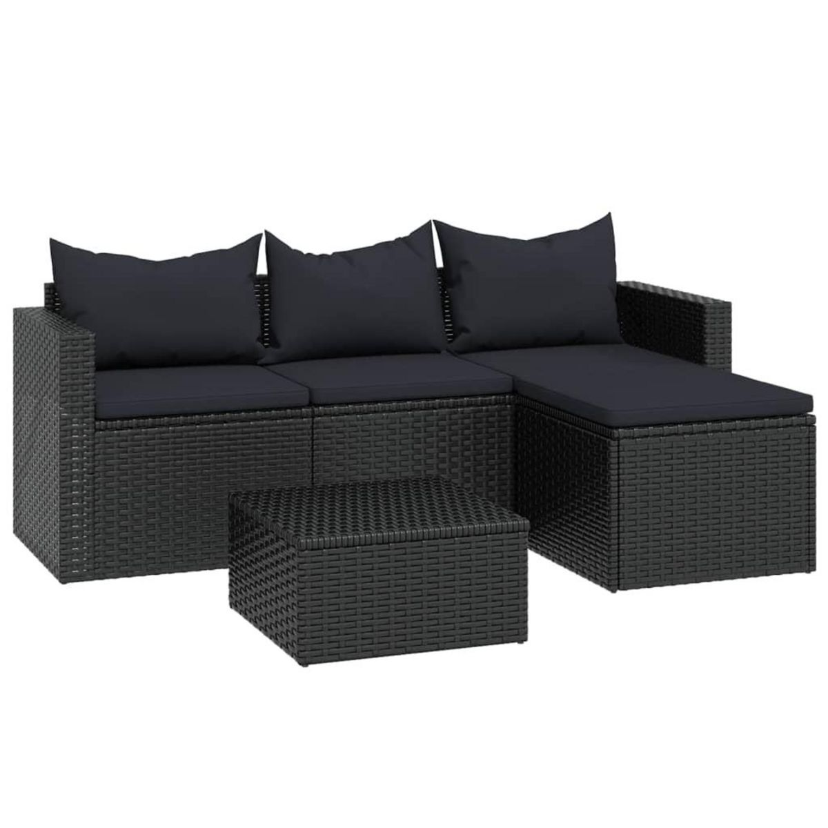 VIDAXL Salon de jardin Noir Resine tressee