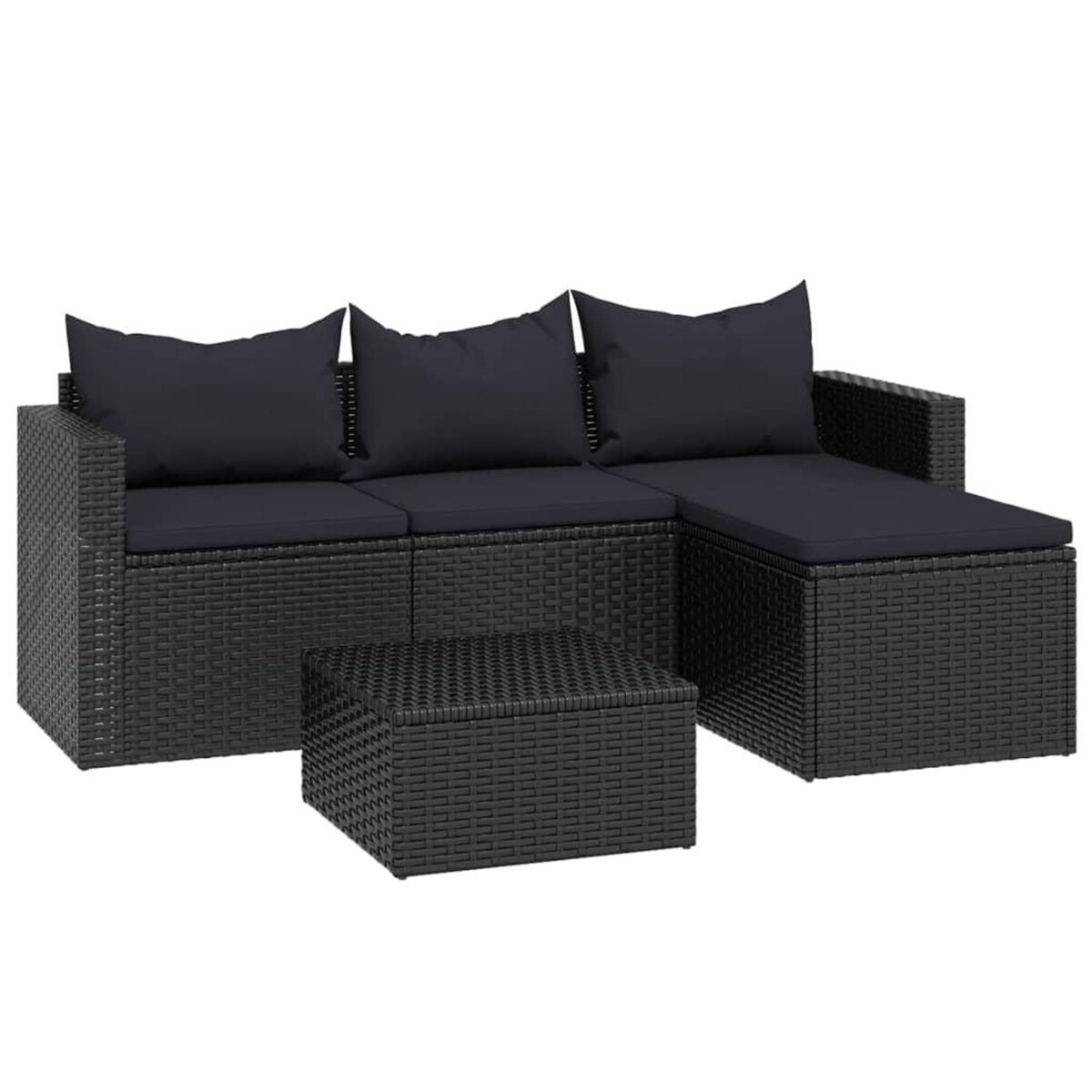 VIDAXL Salon de jardin Noir Resine tressee