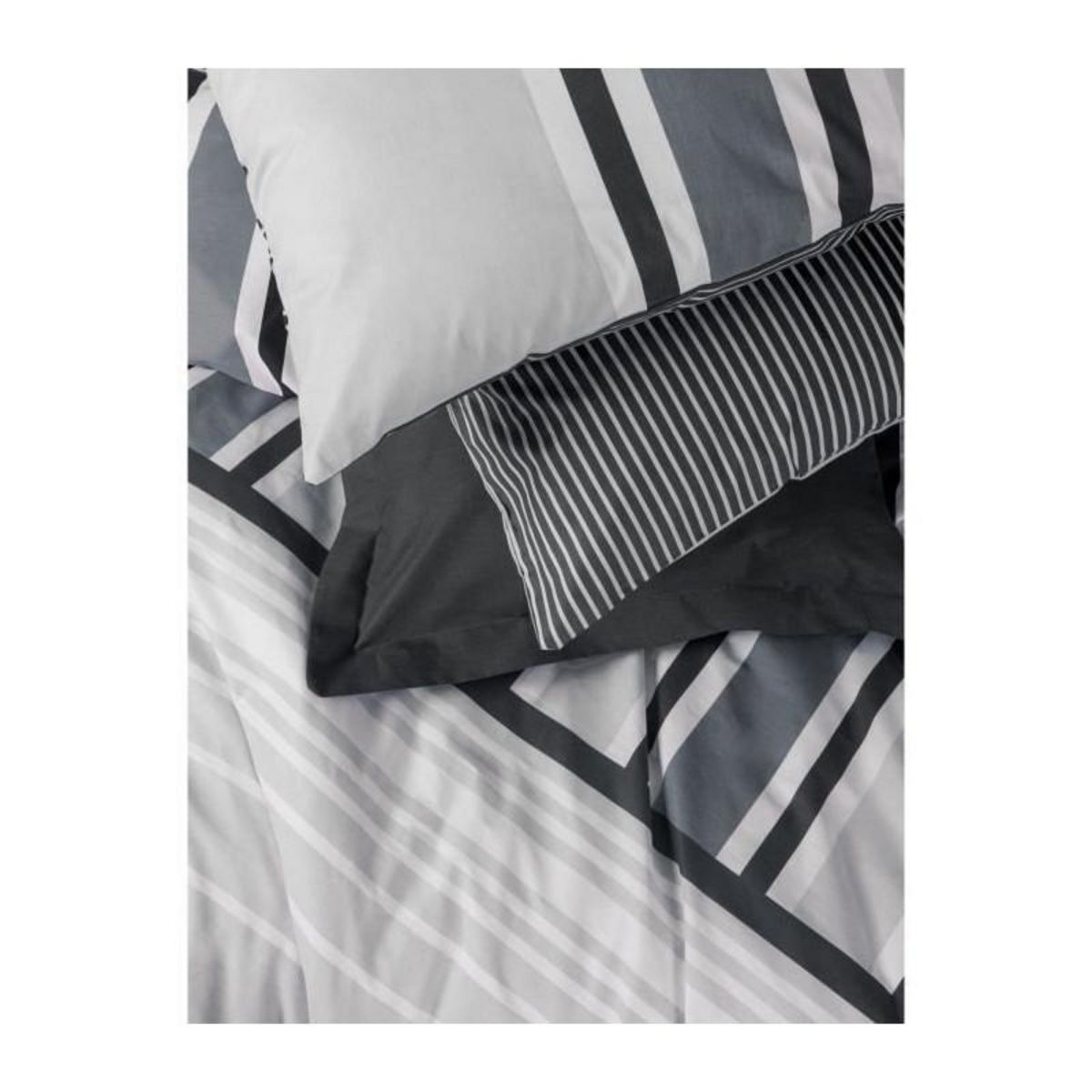 GENERIQUE Parure de lit - 129CTN64488 - 1 housse de couette 220 x 240 cm + 2 taies d'oreiller 60 x 60 cm - 100% coton ranforcé - Anthraci