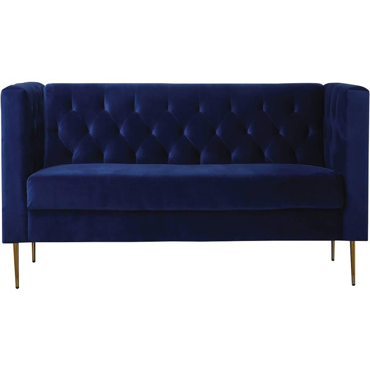 Habitat et Jardin Canapé fixe en velours  Bruce  - 196 x 76 x 82 cm - 3 places - Bleu foncé