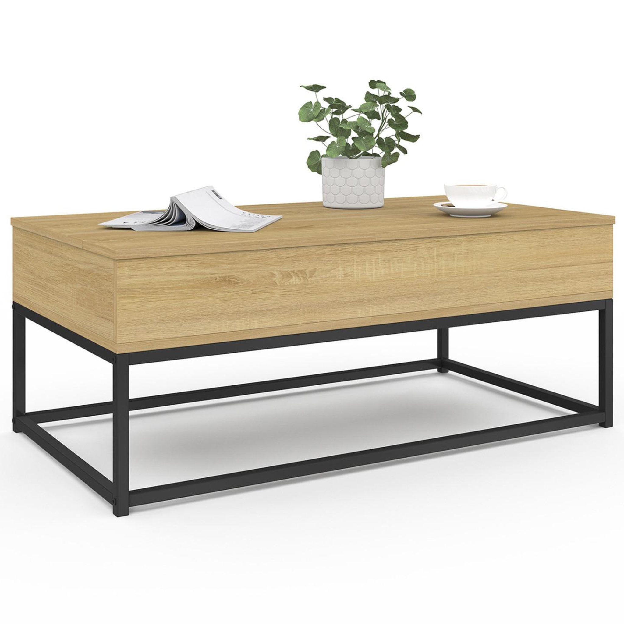 Voir la diapositive 5 : ID MARKET Table basse plateau relevable rectangulaire detroit design industriel