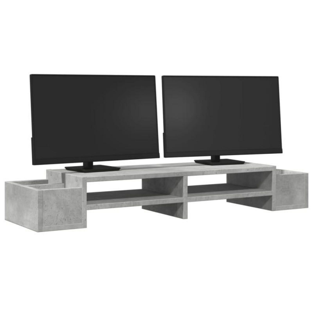 VIDAXL Support de moniteur avec rangement gris béton bois d ingénierie