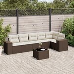 VIDAXL Salon de jardin avec coussins 7 pcs marron resine tressee