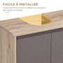 Voir la diapositive 6 : HOMCOM Meuble salle de bain - meuble sous-vasque - placard 2 portes avec étagère - dim. 60L x 30l x 59H cm - panneaux particules chêne clair gris