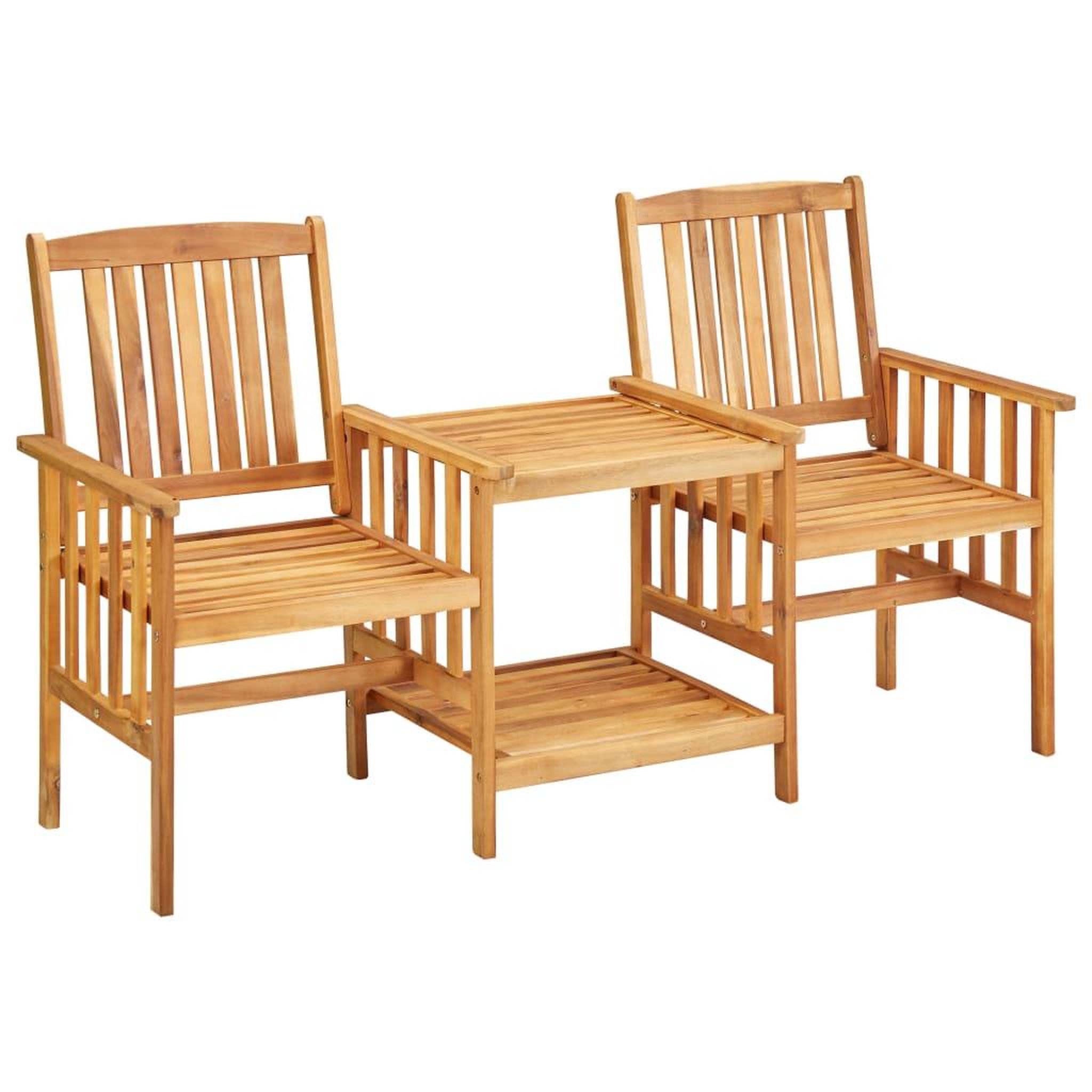 Voir la diapositive 2 : VIDAXL Chaises de jardin avec table a the et coussins acacia solide